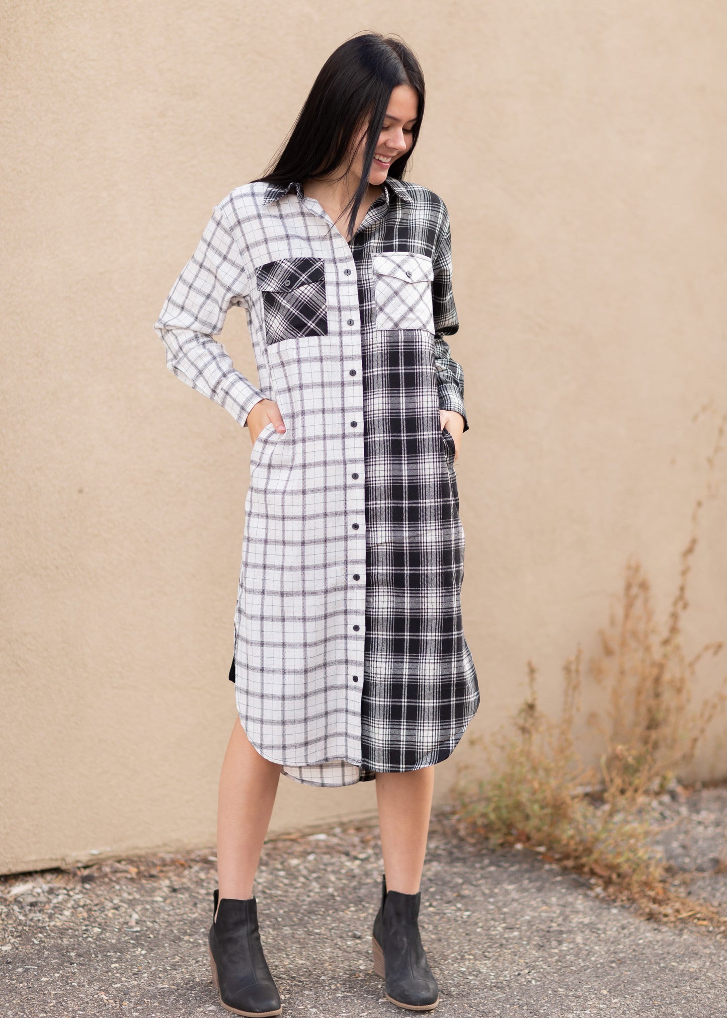 Rae Button Up Plaid Dress Dresses