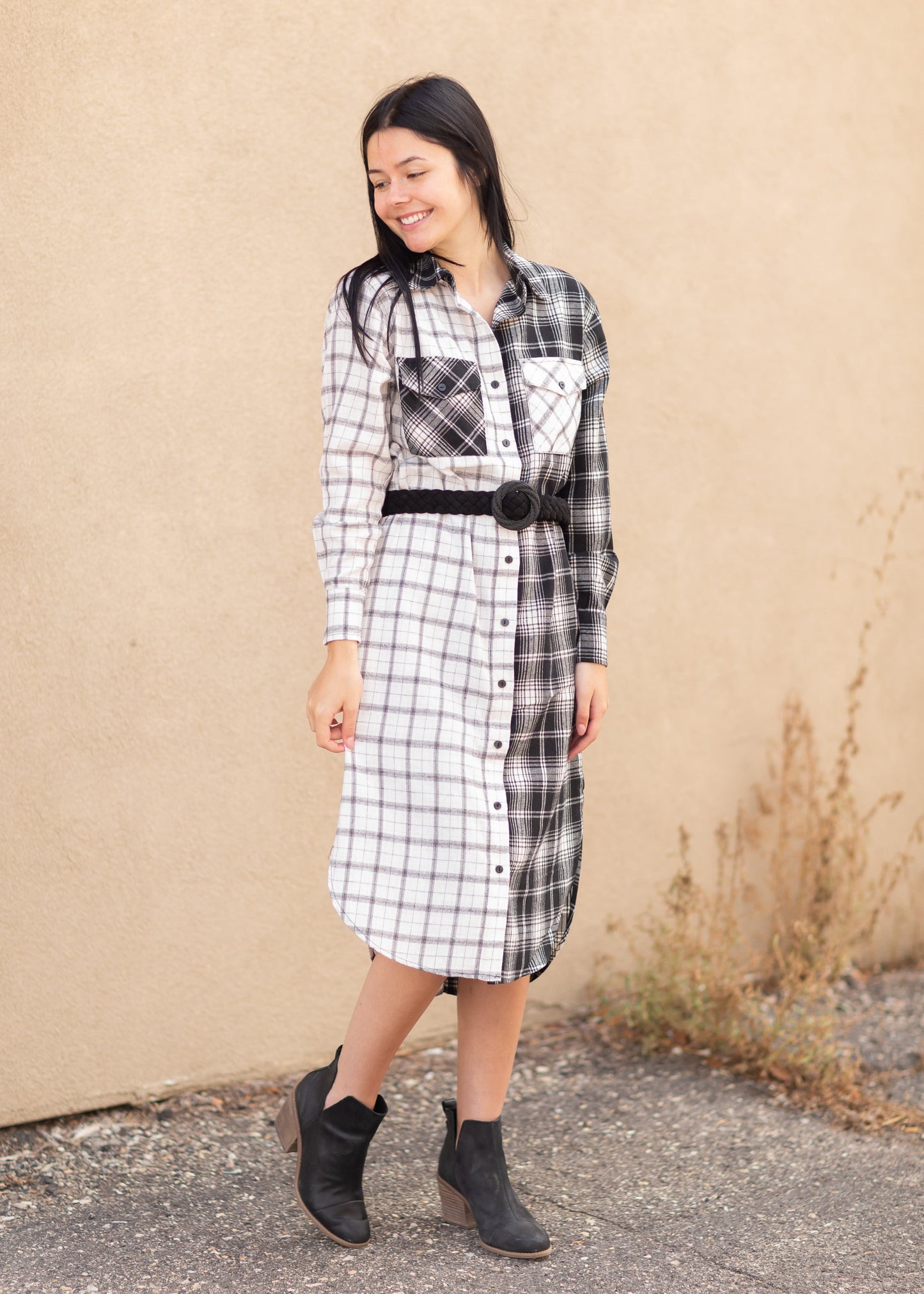 Rae Button Up Plaid Dress Dresses