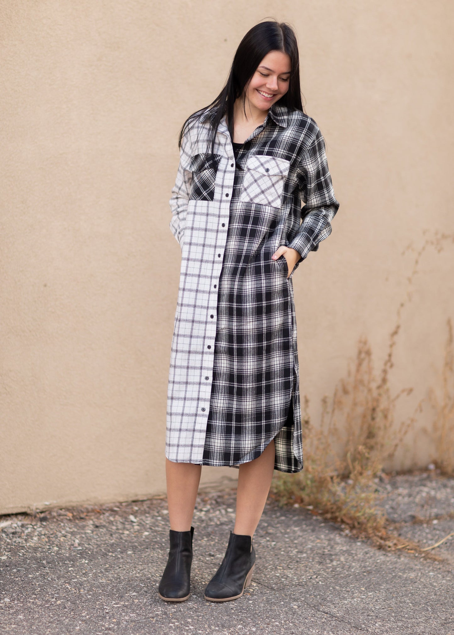 Rae Button Up Plaid Dress Dresses