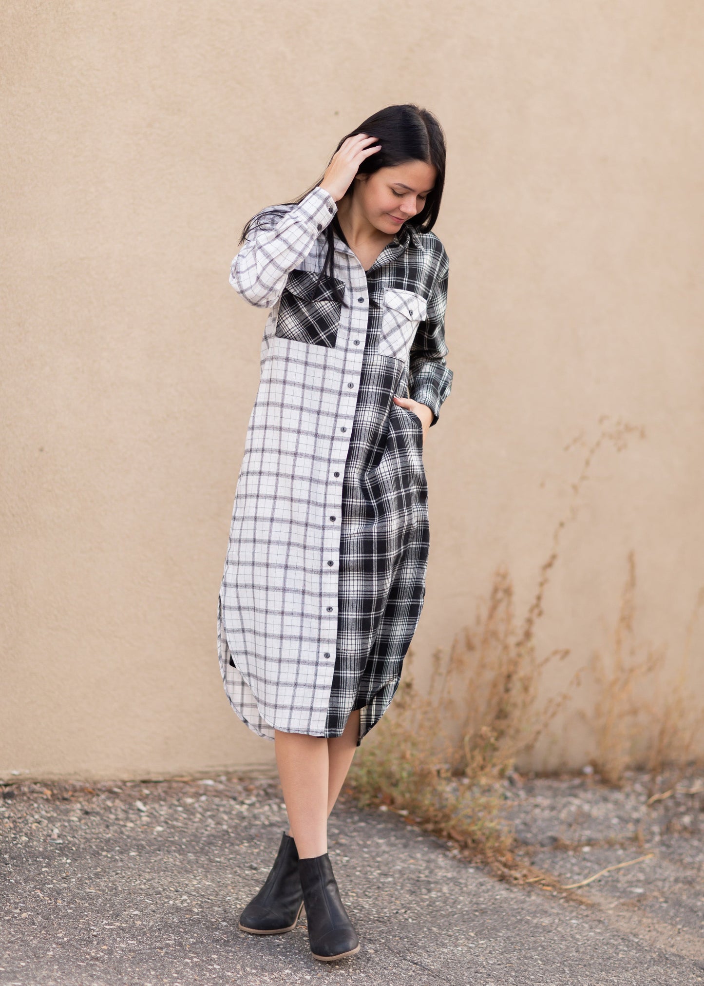 Rae Button Up Plaid Dress Dresses