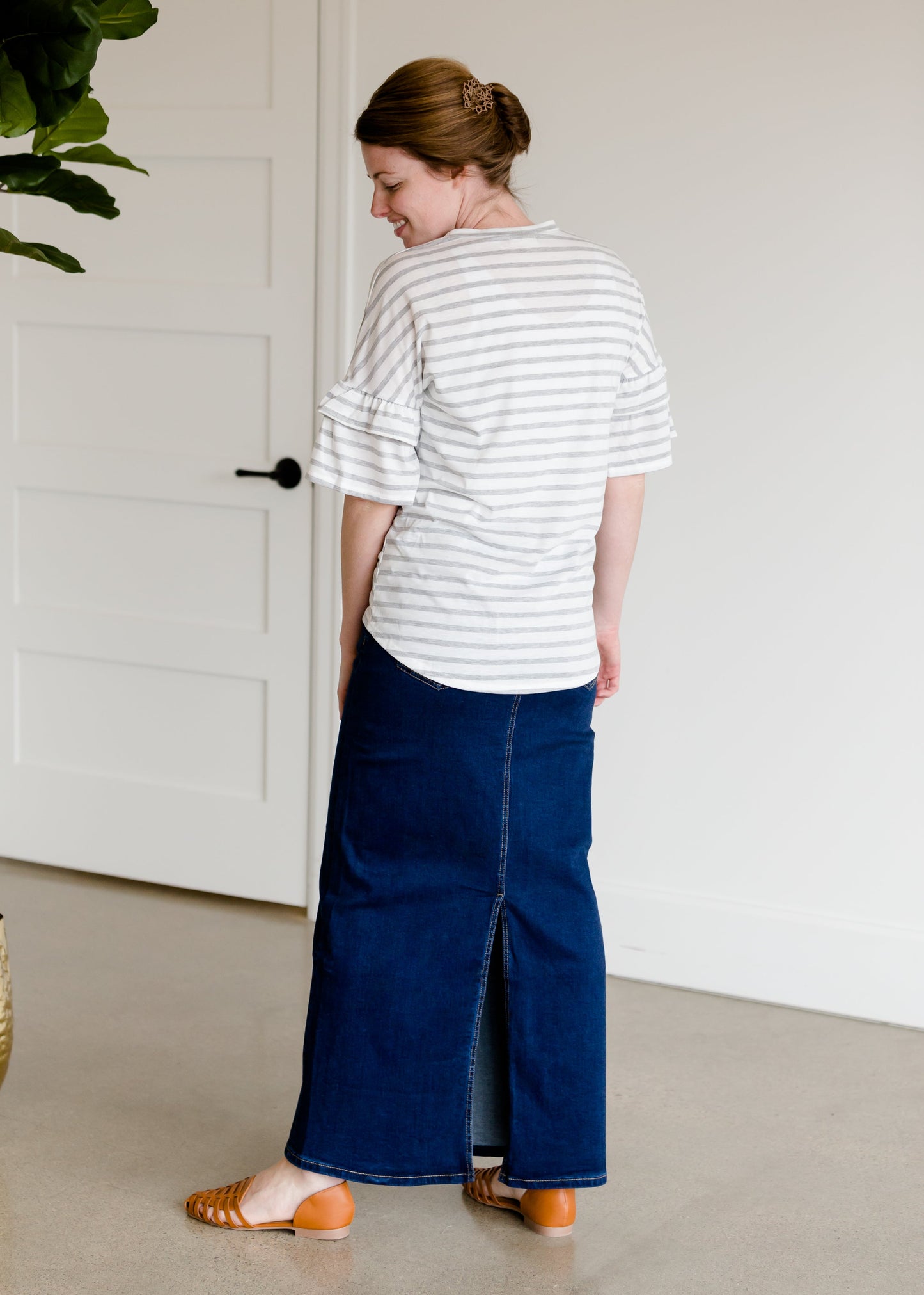 Randi Dark Wash Long Denim Skirt - Final Sale Skirts