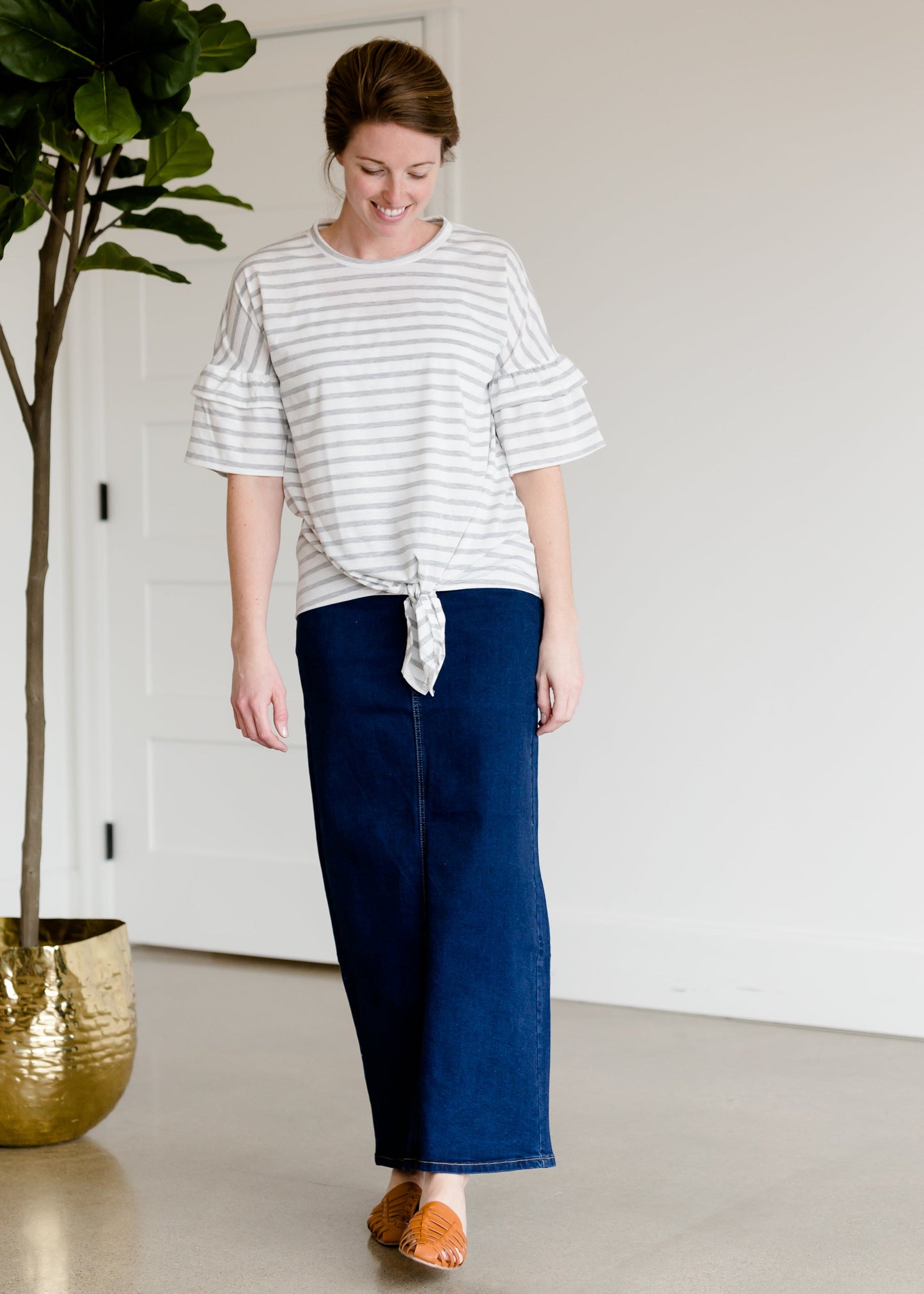 Randi Dark Wash Long Denim Skirt - Final Sale Skirts