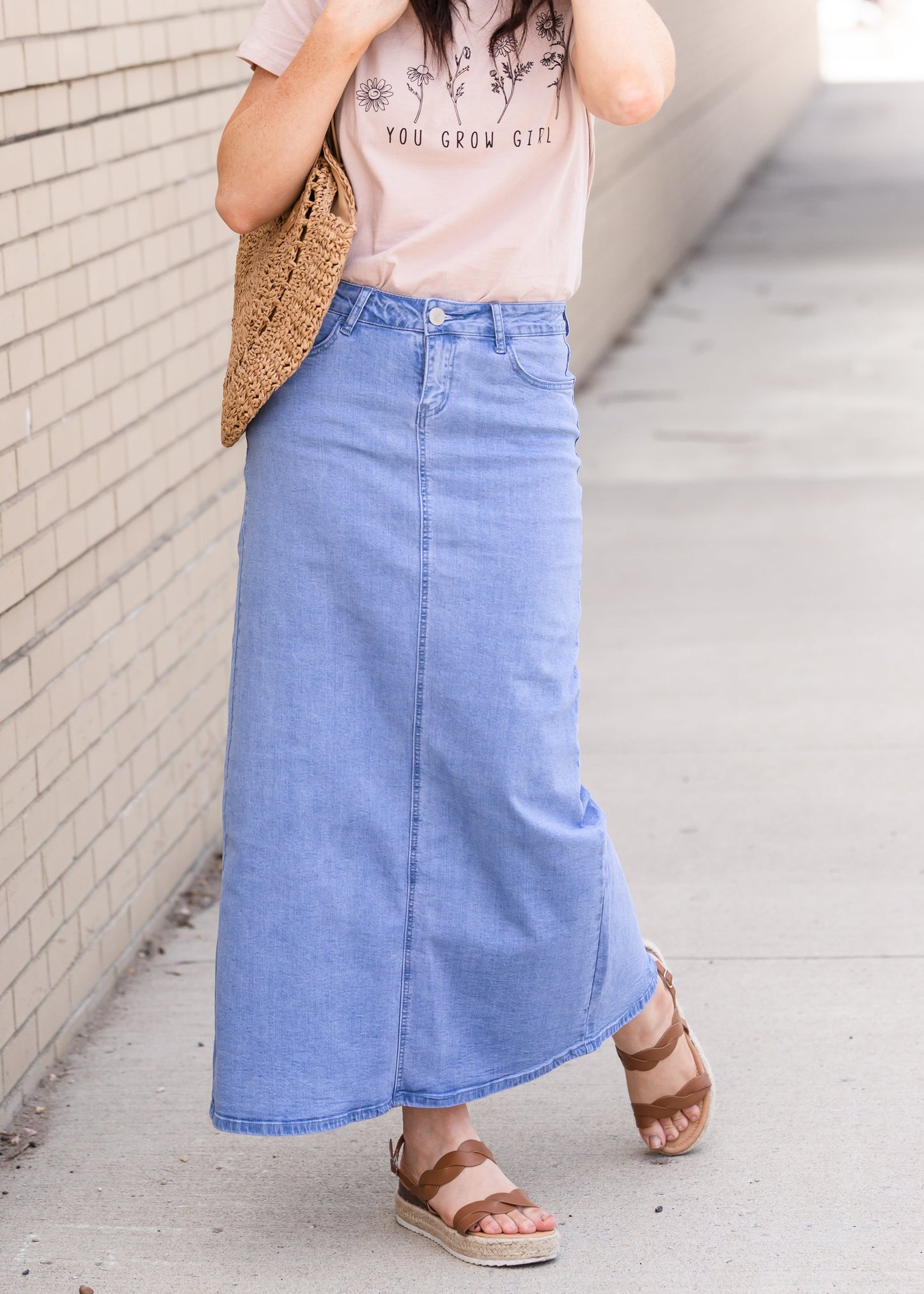 Randi Light Wash Long Denim Skirt - FINAL SALE Skirts