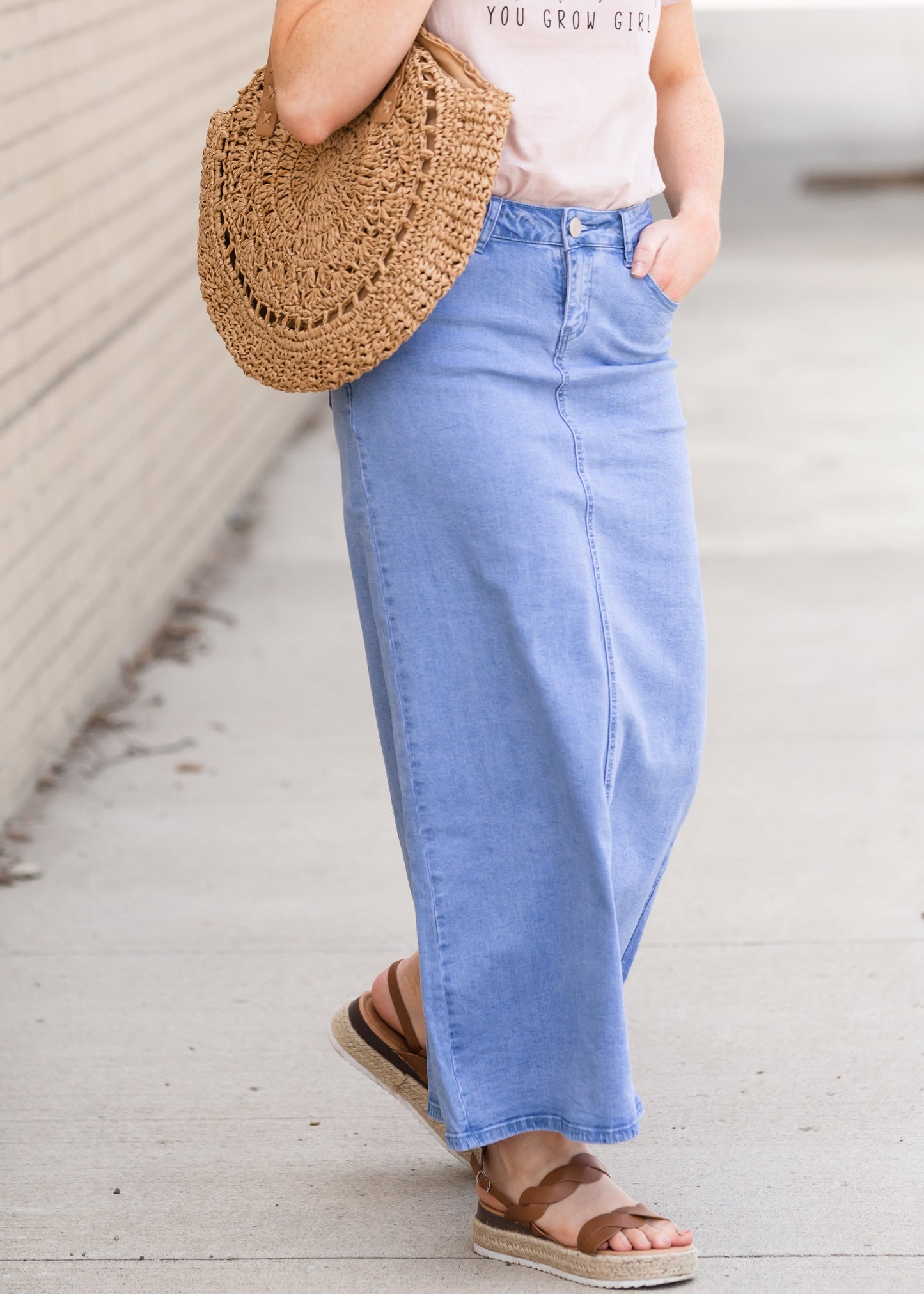 Randi Light Wash Long Denim Skirt - FINAL SALE Skirts