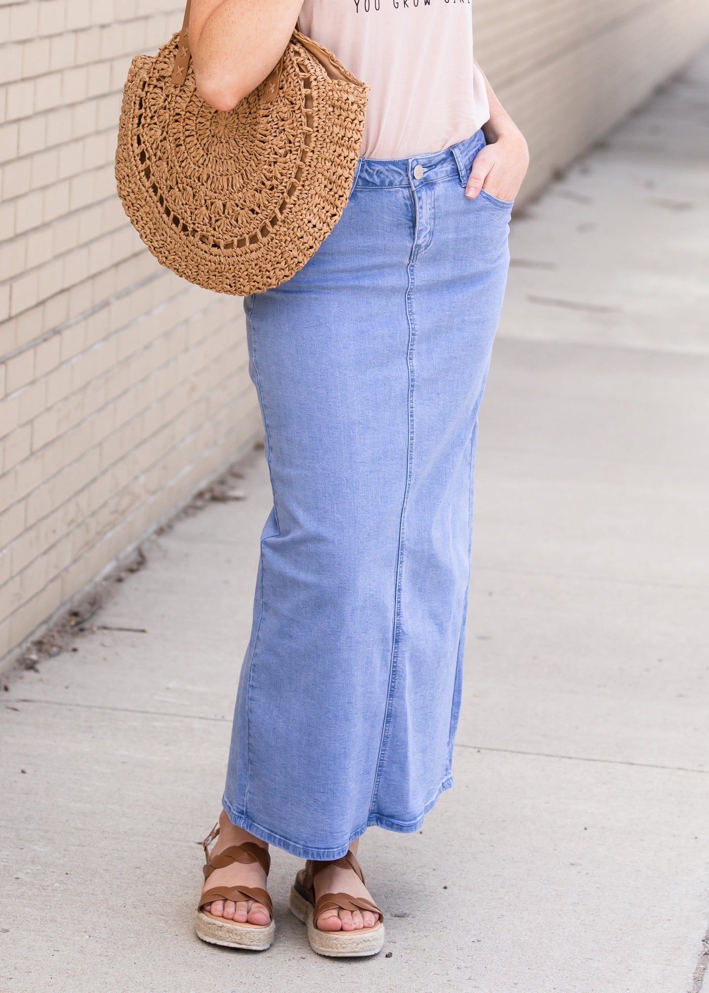 Randi Light Wash Long Denim Skirt - FINAL SALE Skirts
