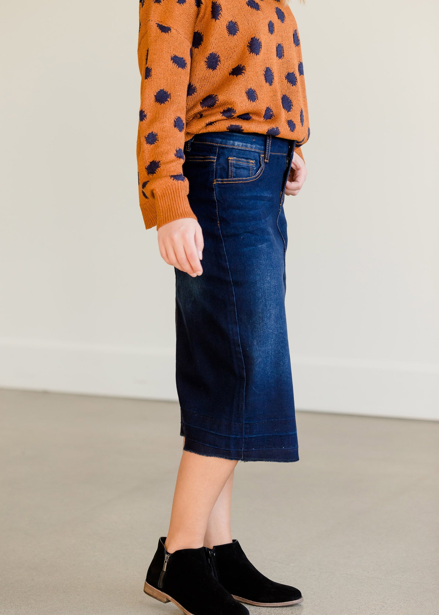 Raw Hem Dark Denim Jean Skirt - FINAL SALE Skirts