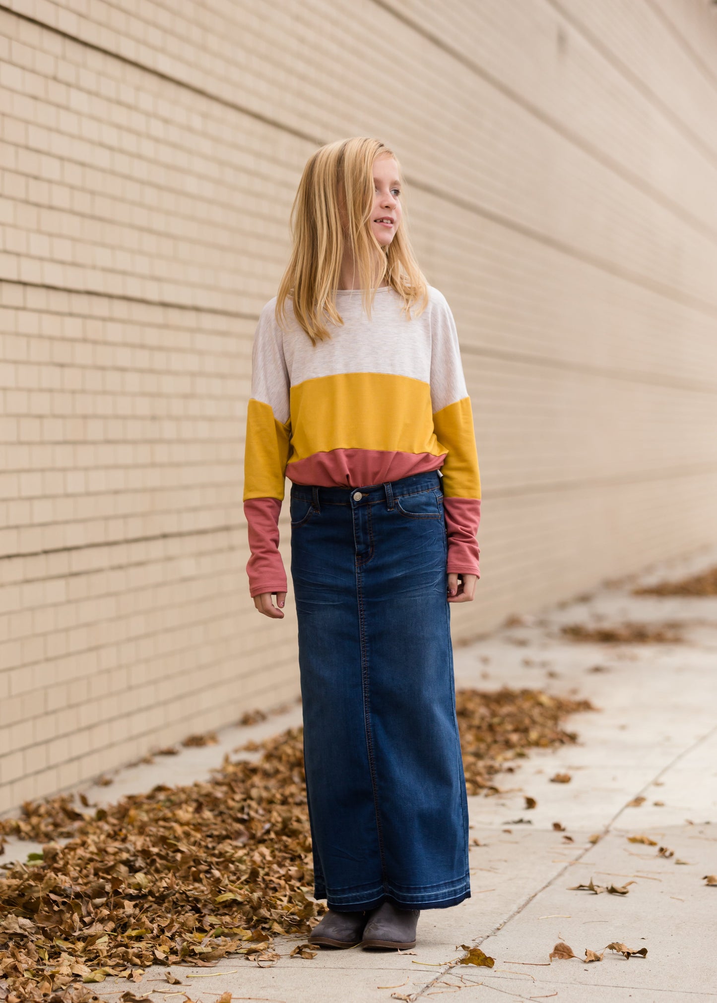 Raw Hem Long Denim Skirt Skirts