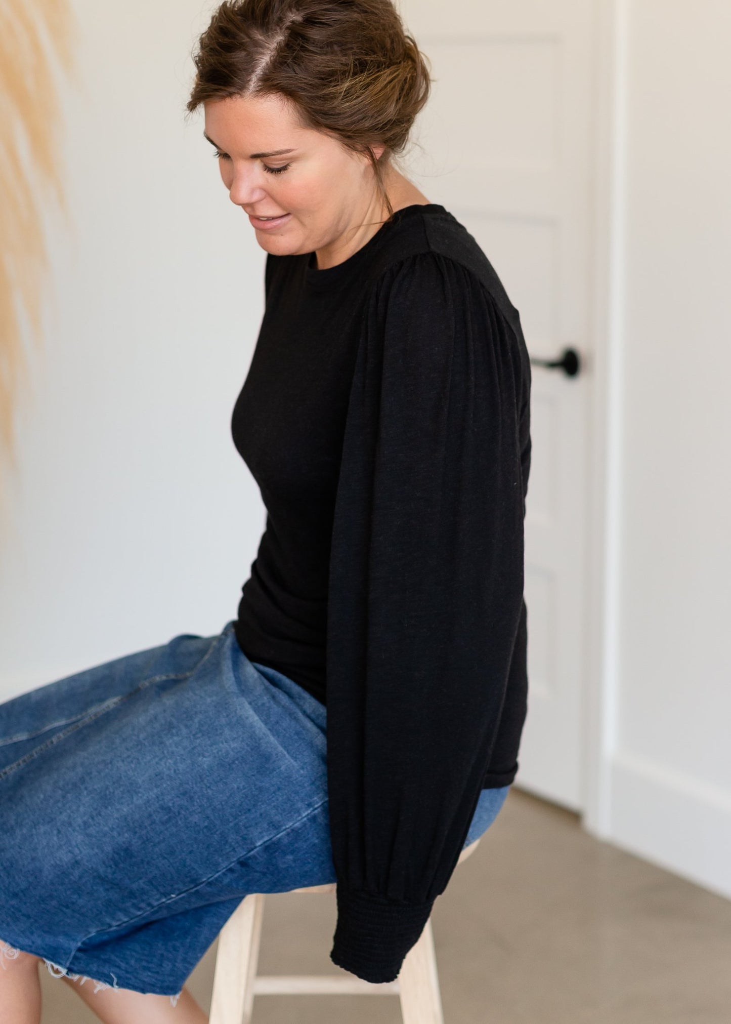 Rebel Brushed Slub Jersey Long Sleeve Top Tops Z Supply Black / XS