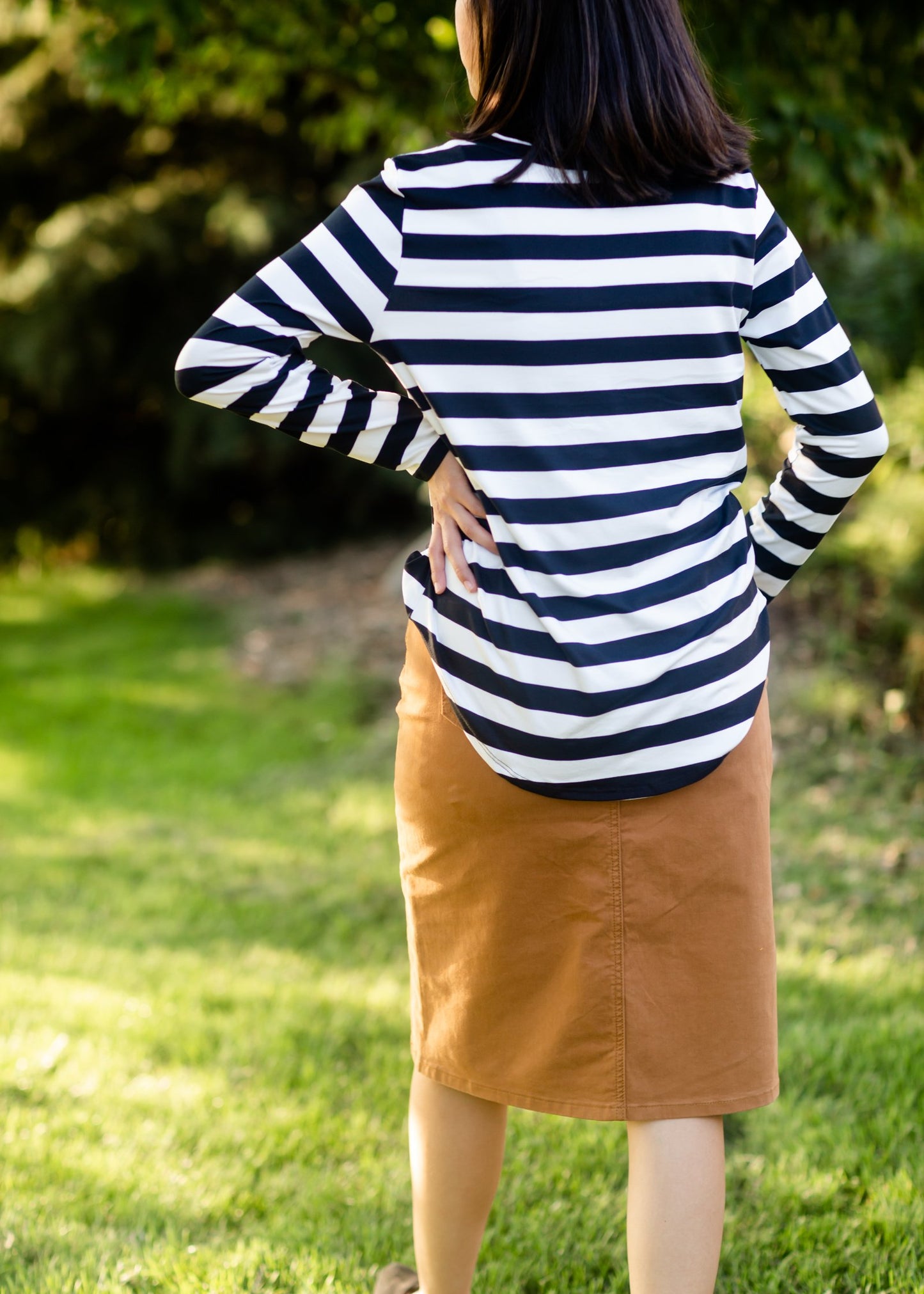 Remi Camel Denim Midi Skirt Skirts Inherit