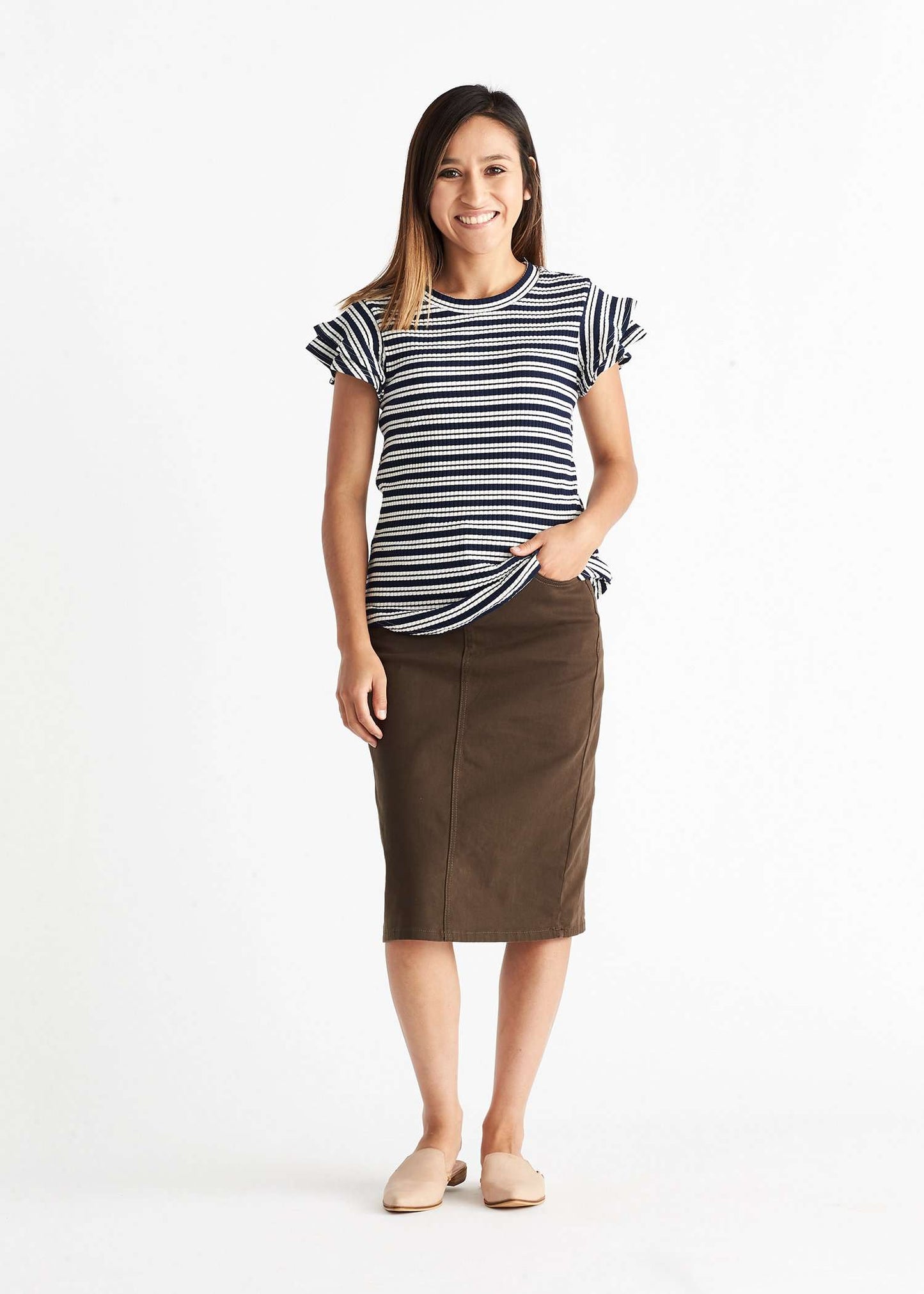 Remi Dark Olive Midi Skirt - FINAL SALE Skirts