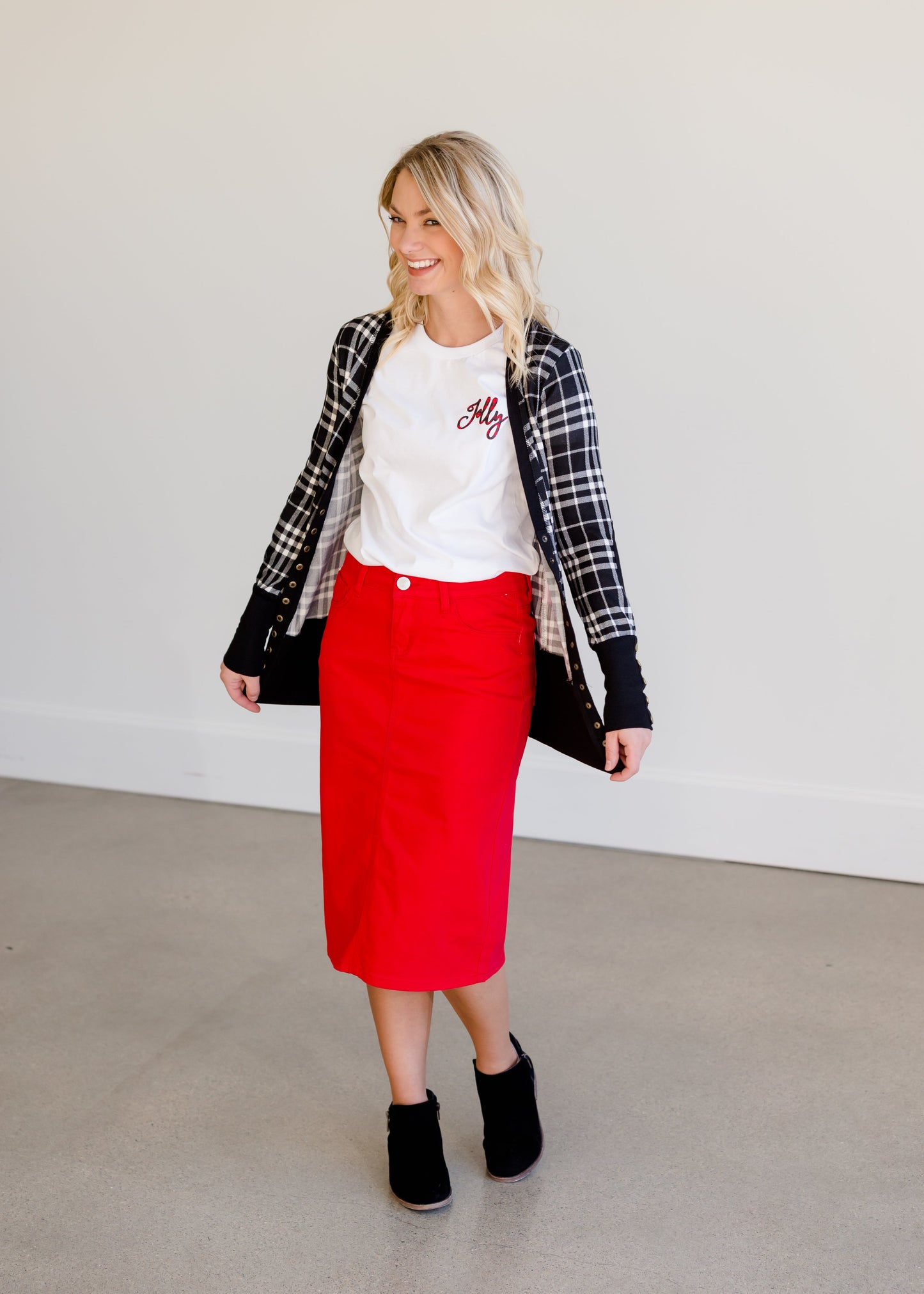 Remi Red Midi Skirt - FINAL SALE Skirts 29 Inches / 2