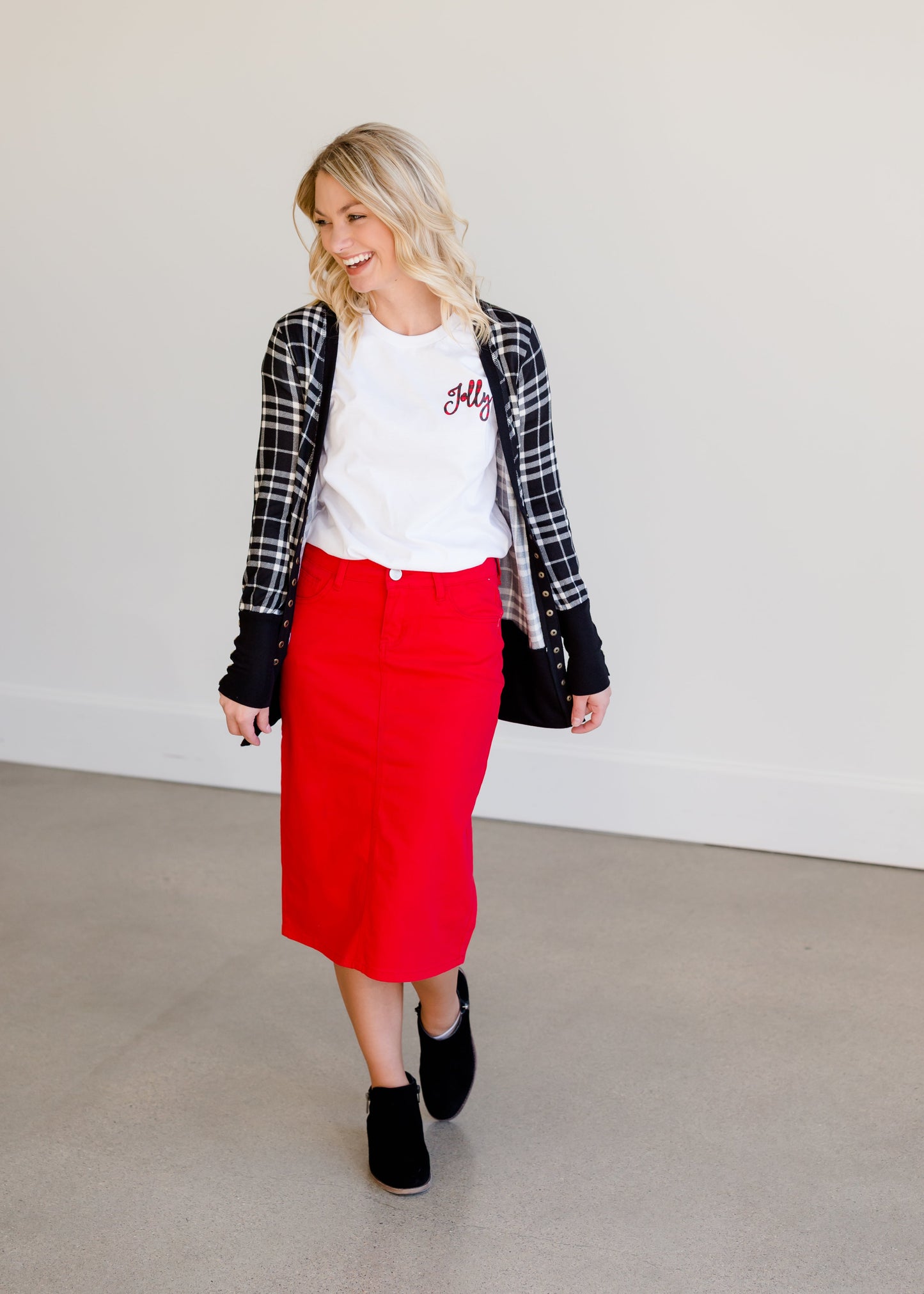 Remi Red Midi Skirt - FINAL SALE Skirts 29 Inches / 2