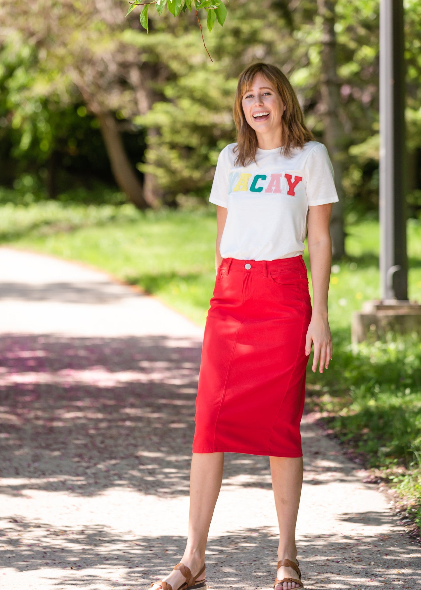 Remi Red Midi Skirt - FINAL SALE Skirts 29 Inches / 2