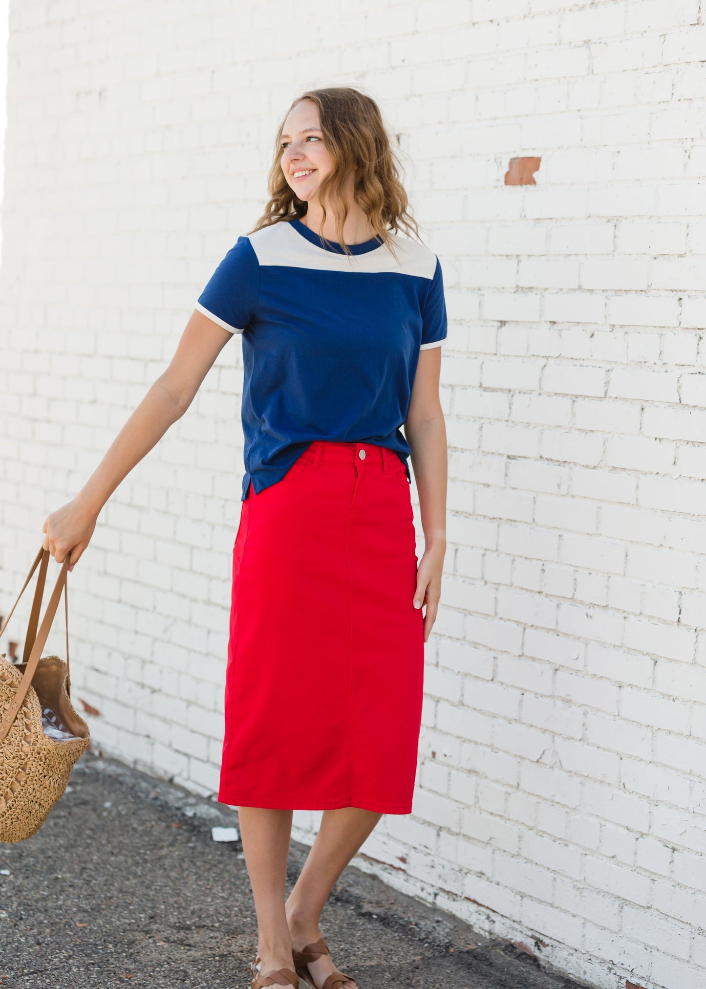 Remi Red Midi Skirt - FINAL SALE Skirts 29 Inches / 2