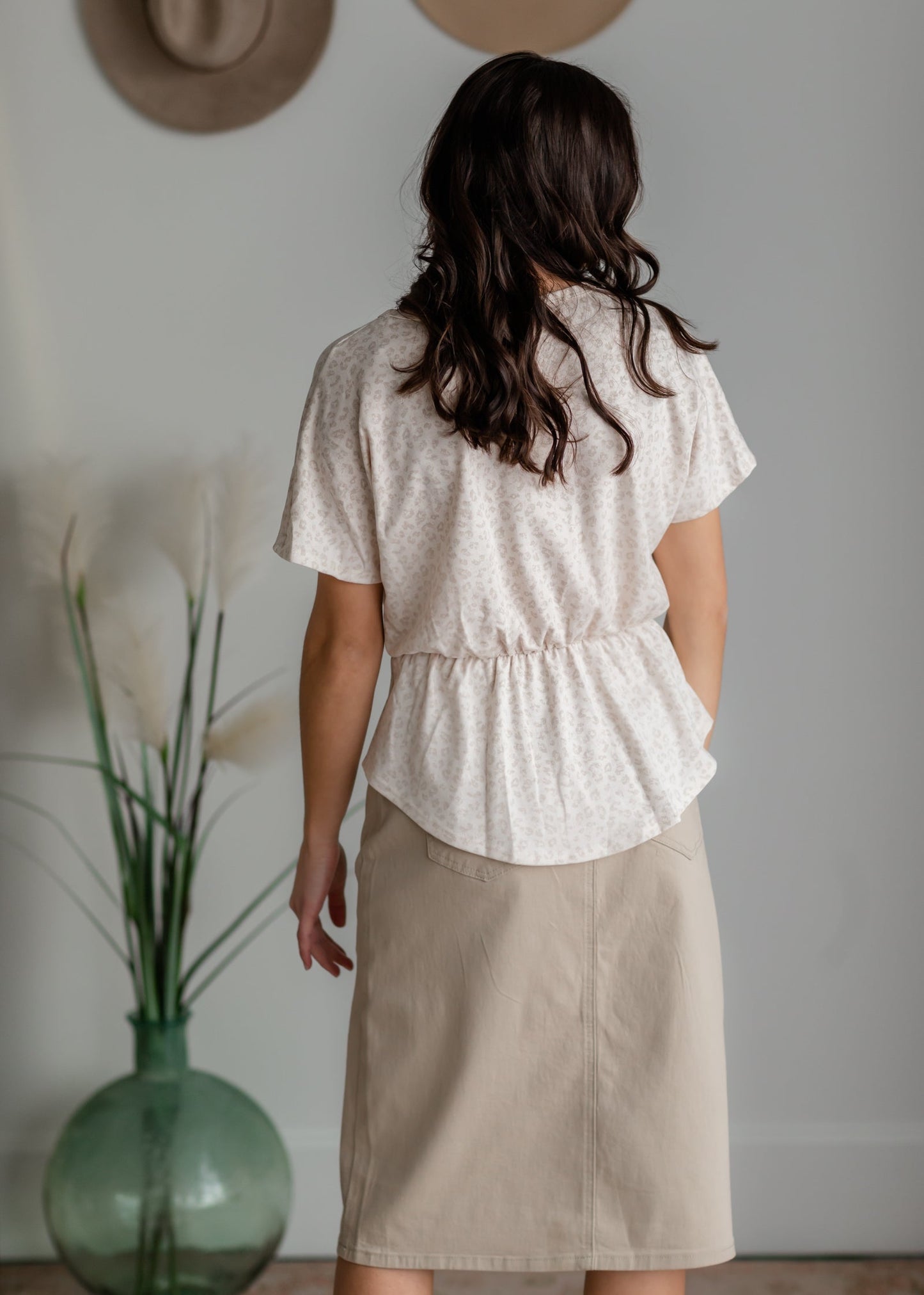 Remi Tawny Taupe Denim Midi Skirt Sheer Dent Beauty