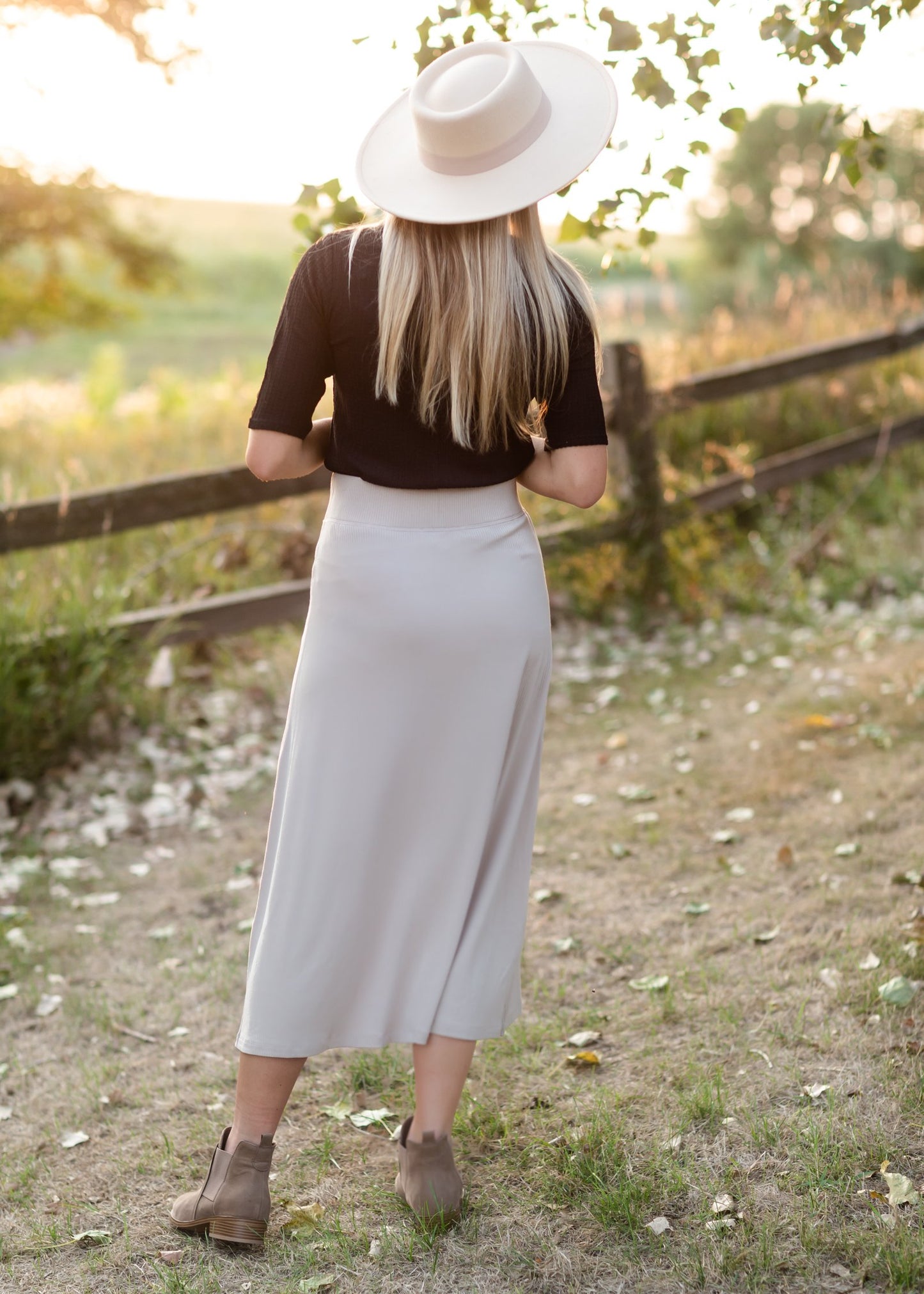 Rib Knit Button Front Midi Skirt Skirts Grade & Gather