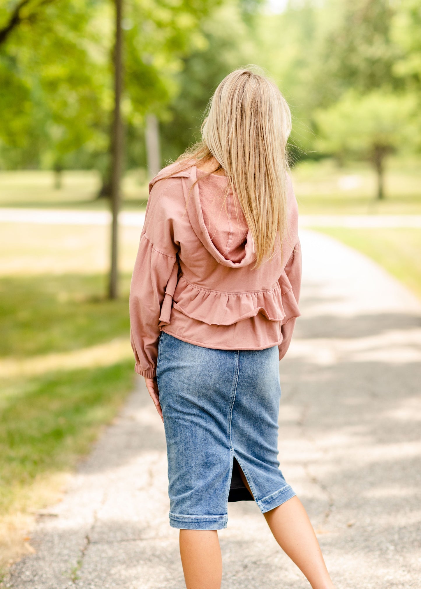 Rose V-Neck Tiered Hoodie - FINAL SALE Tops