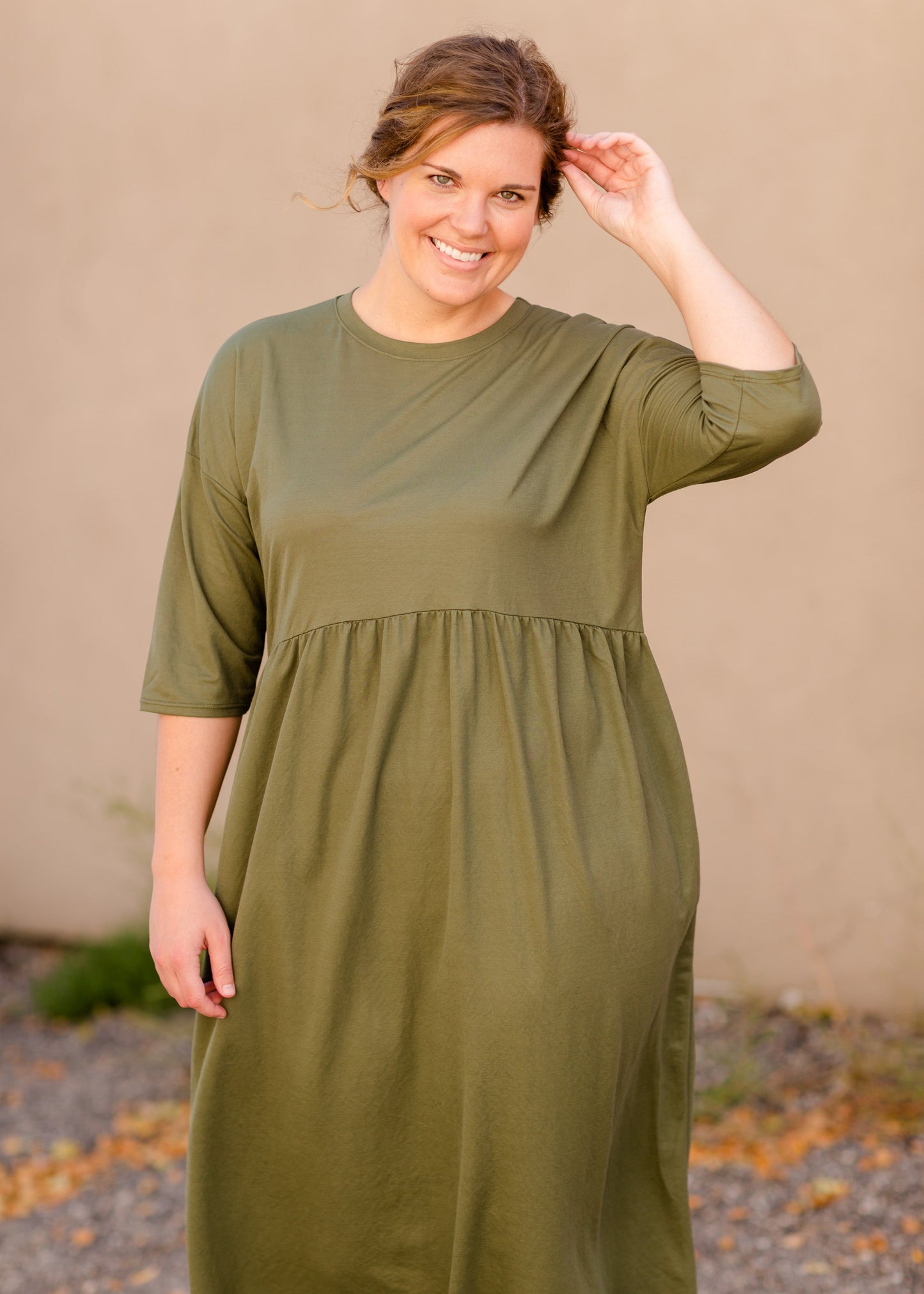 Round Neck Babydoll Half Sleeve Midi Dress - FINAL SALE Dresses