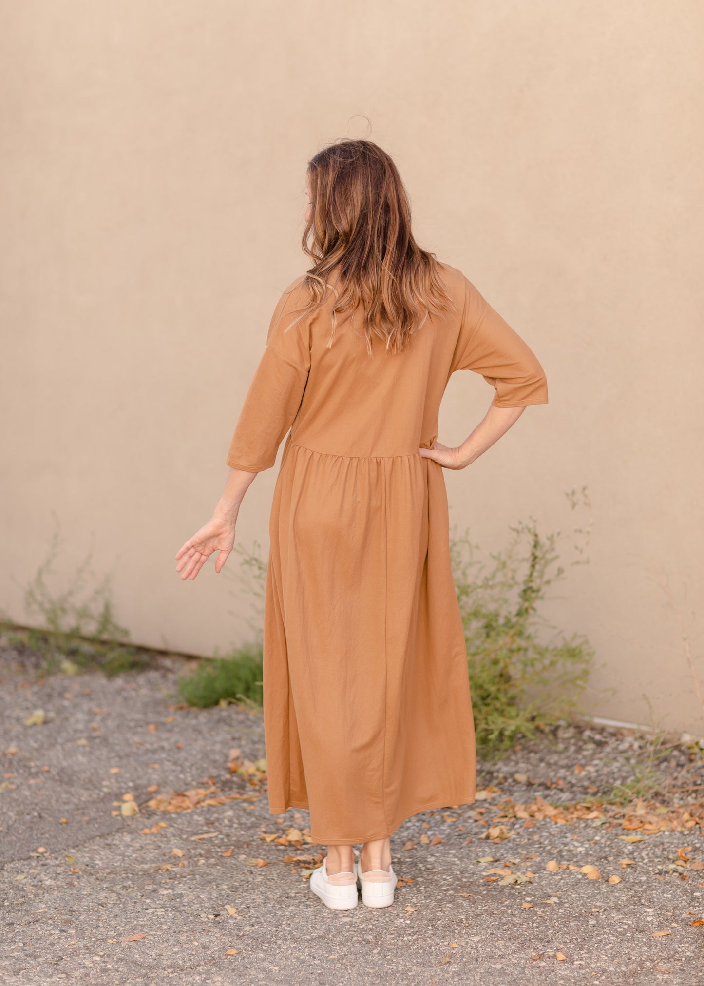 Round Neck Babydoll Half Sleeve Midi Dress - FINAL SALE Dresses