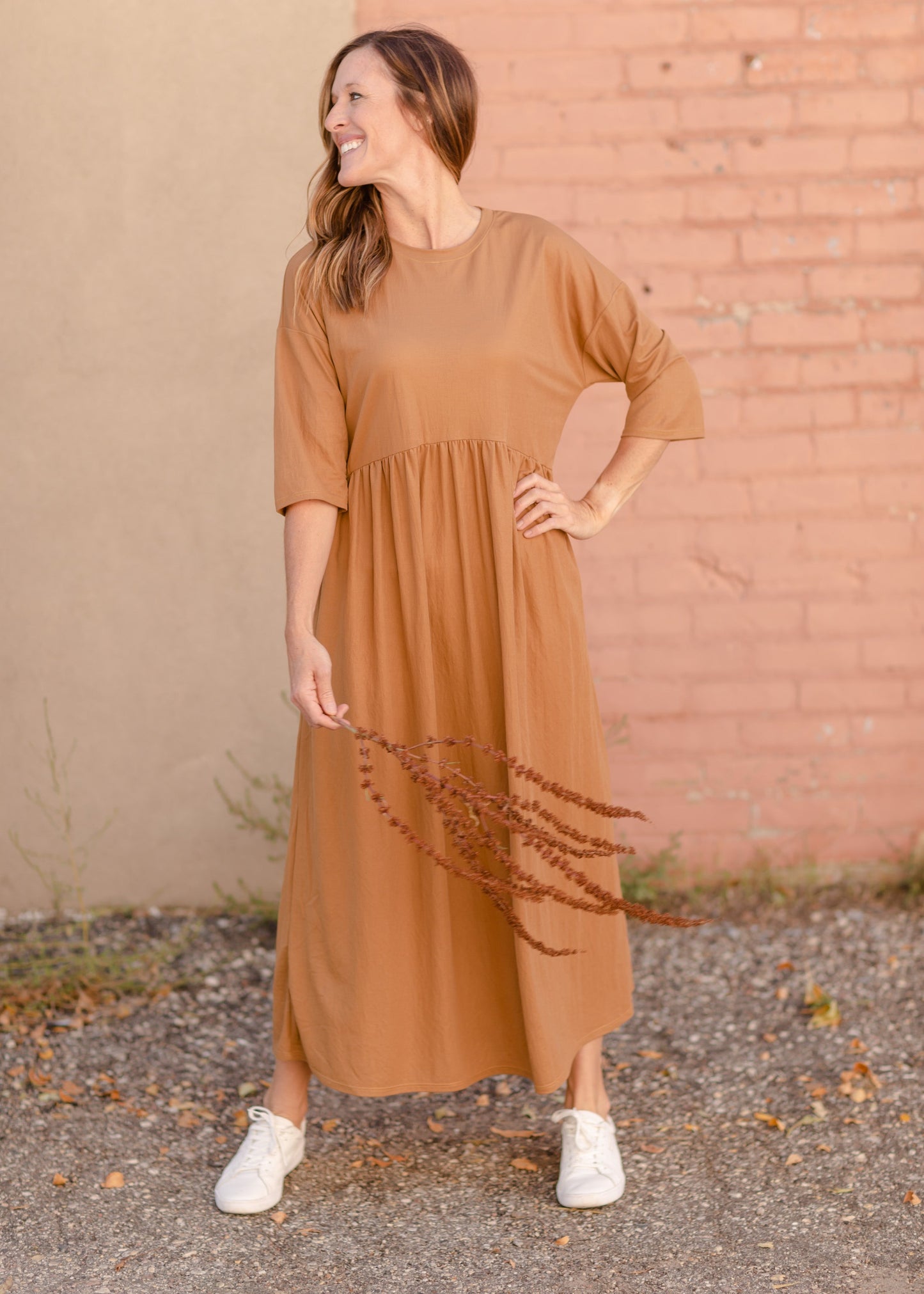 Round Neck Babydoll Half Sleeve Midi Dress - FINAL SALE Dresses