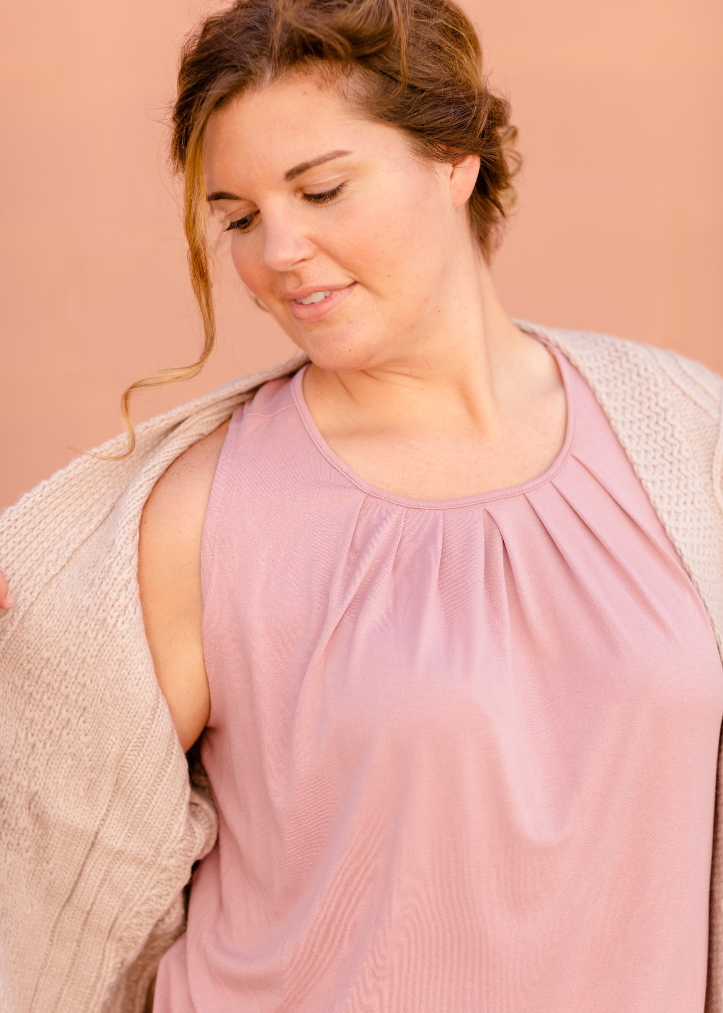 Round Neck Pleated Front Sleeveless Layering Tank Tops Zenana