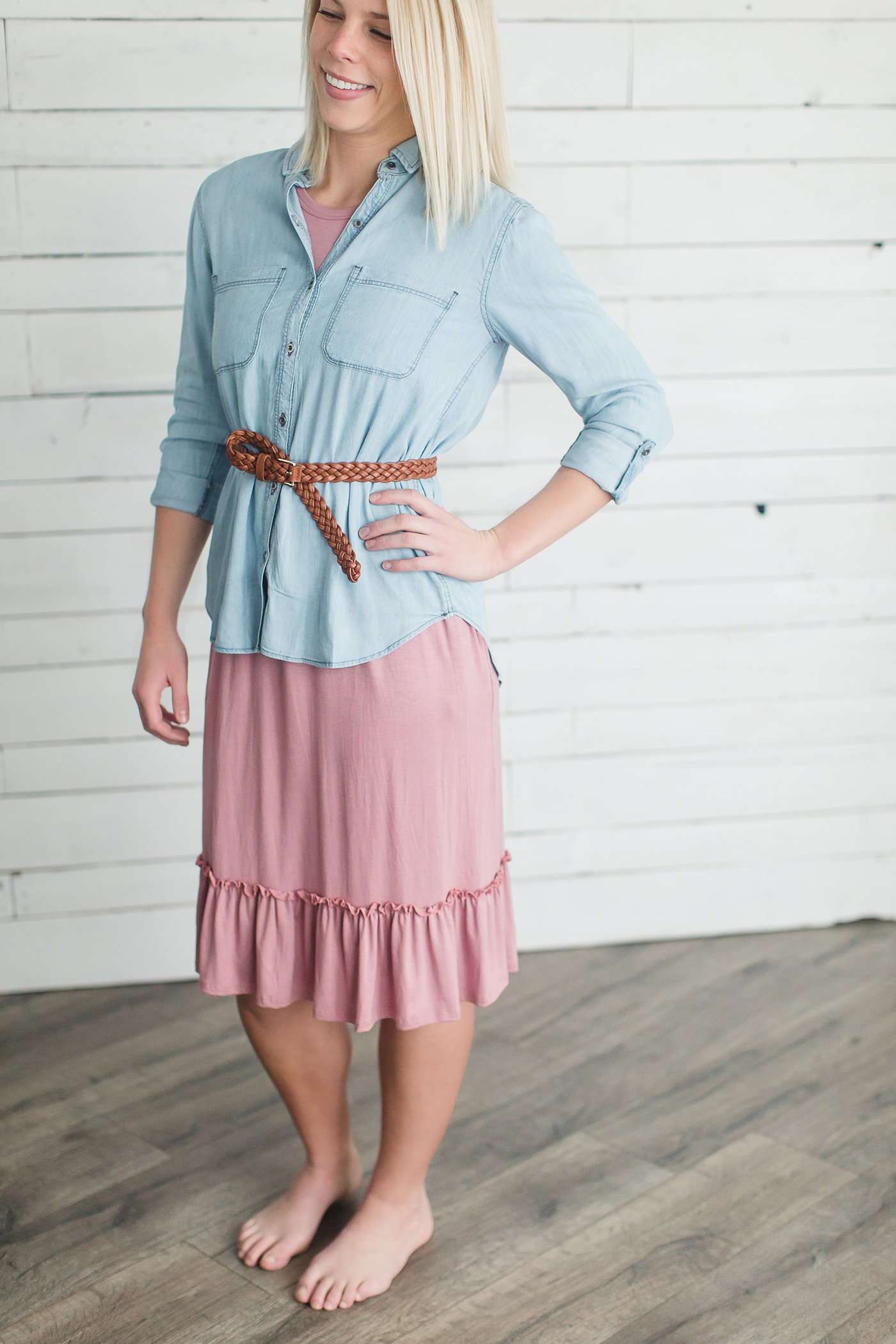 Ruffle Hem Midi Dress Dresses