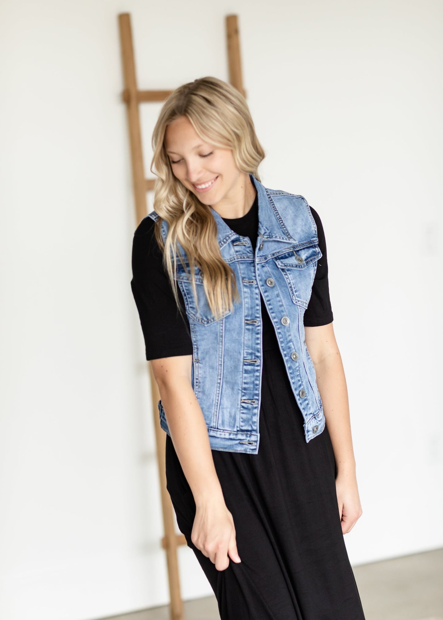 Sleeveless Denim Jacket Tops