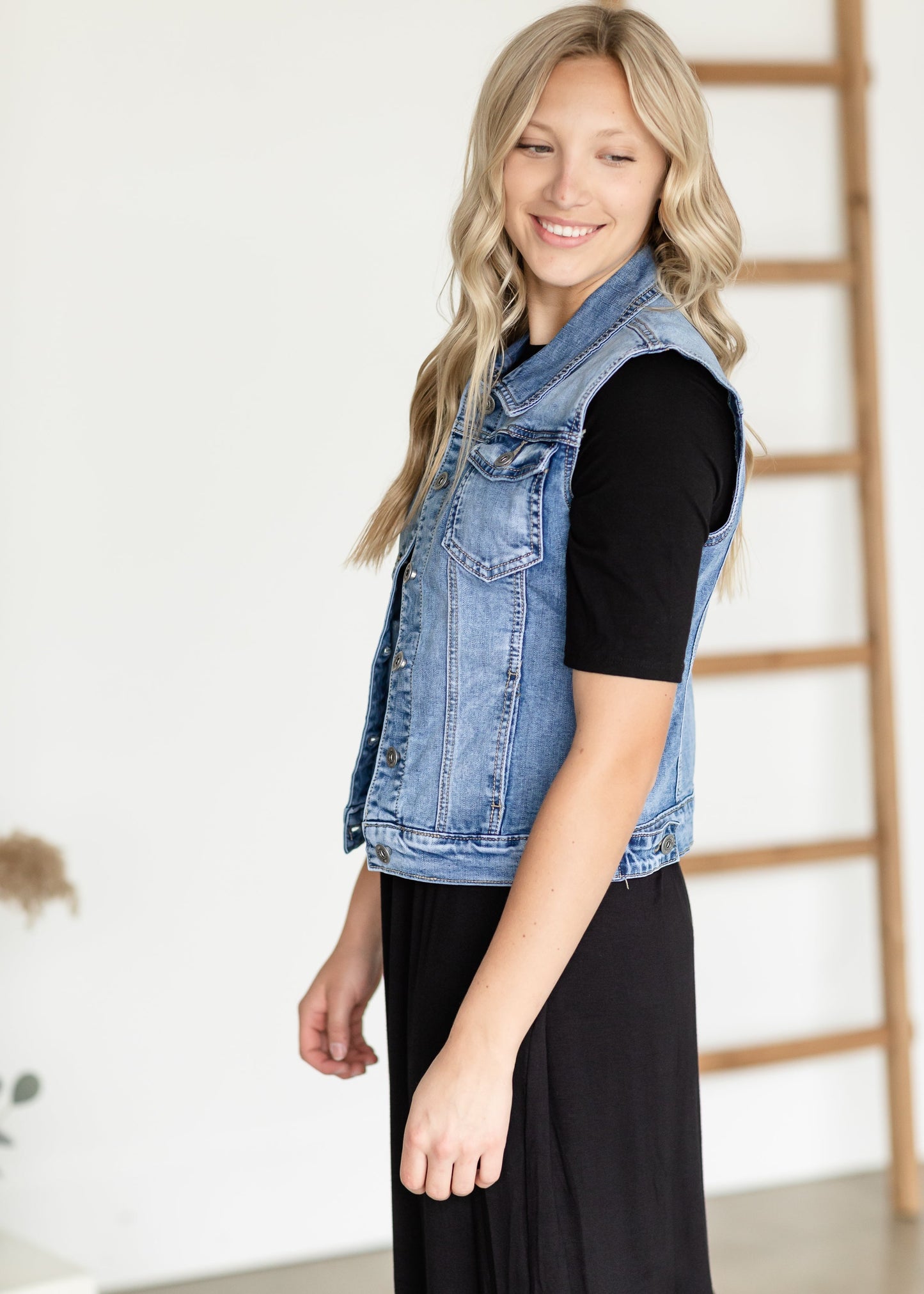 Sleeveless Denim Jacket Tops