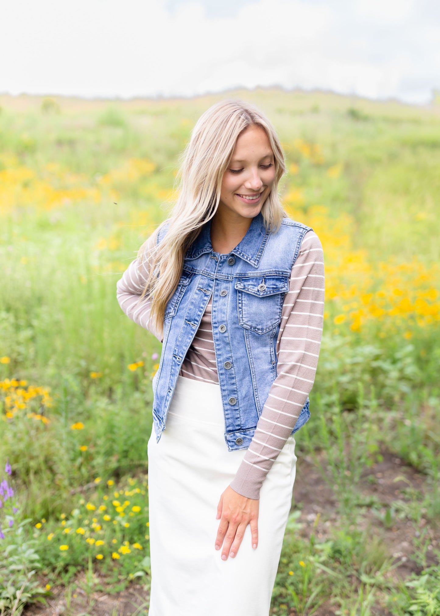 Sleeveless Denim Jacket Tops