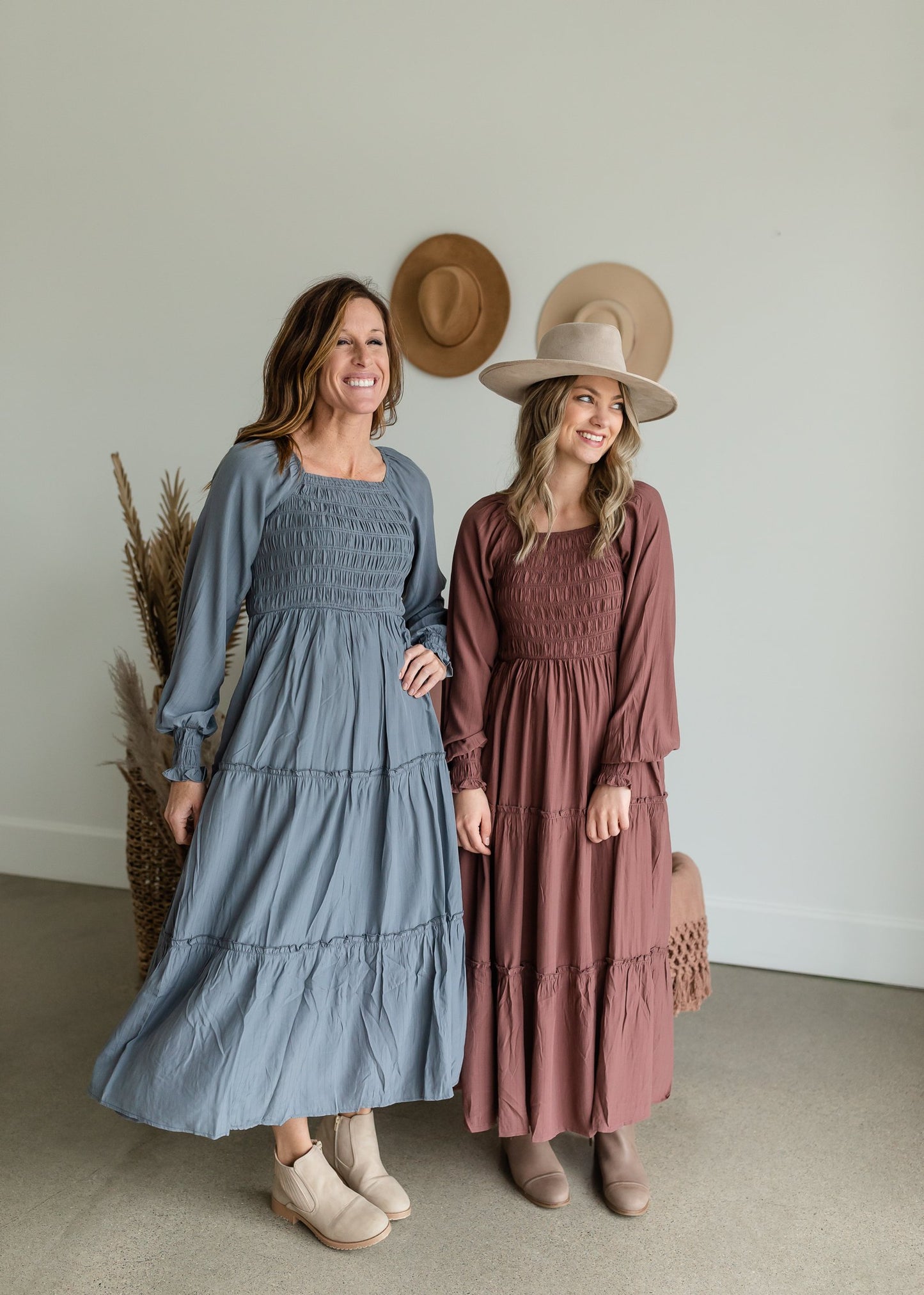 Smocked Square Neck Tiered Ruffle Detail Maxi Dress Dresses Polagram