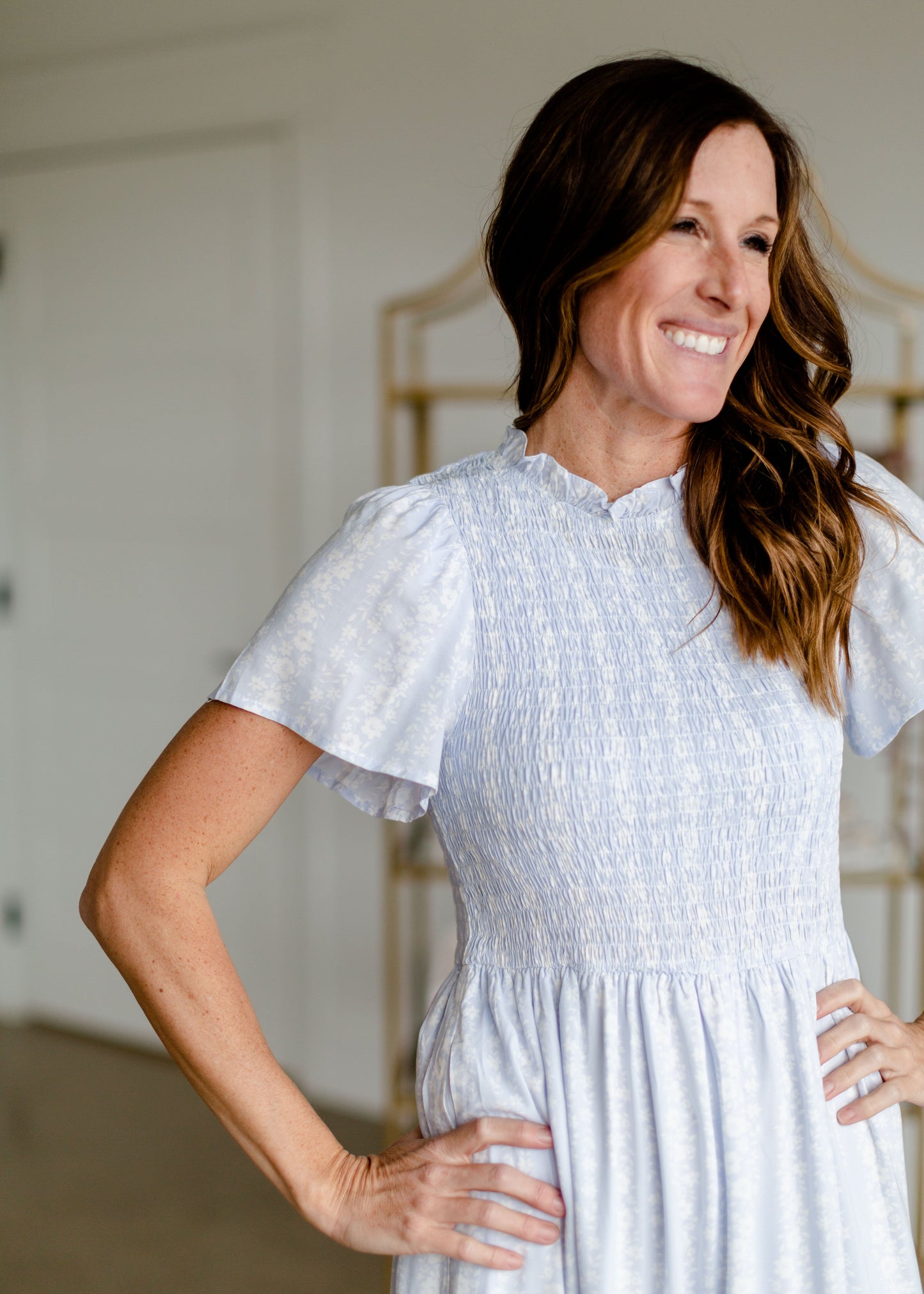 Smocking Detail Maxi Dress Dresses Polagram & BaeVely