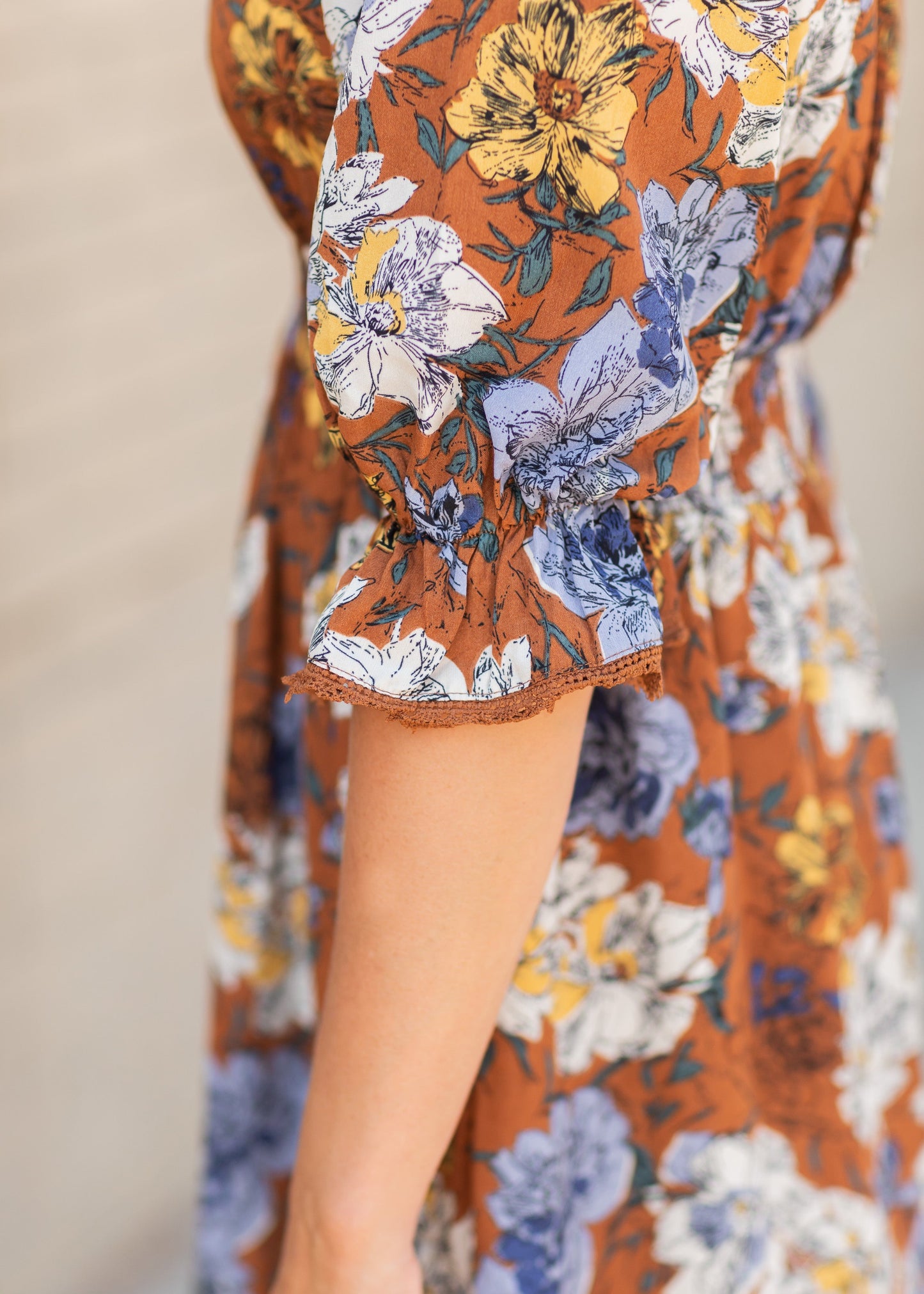 Square Neck Midi Dress with Lace Trim Dresses