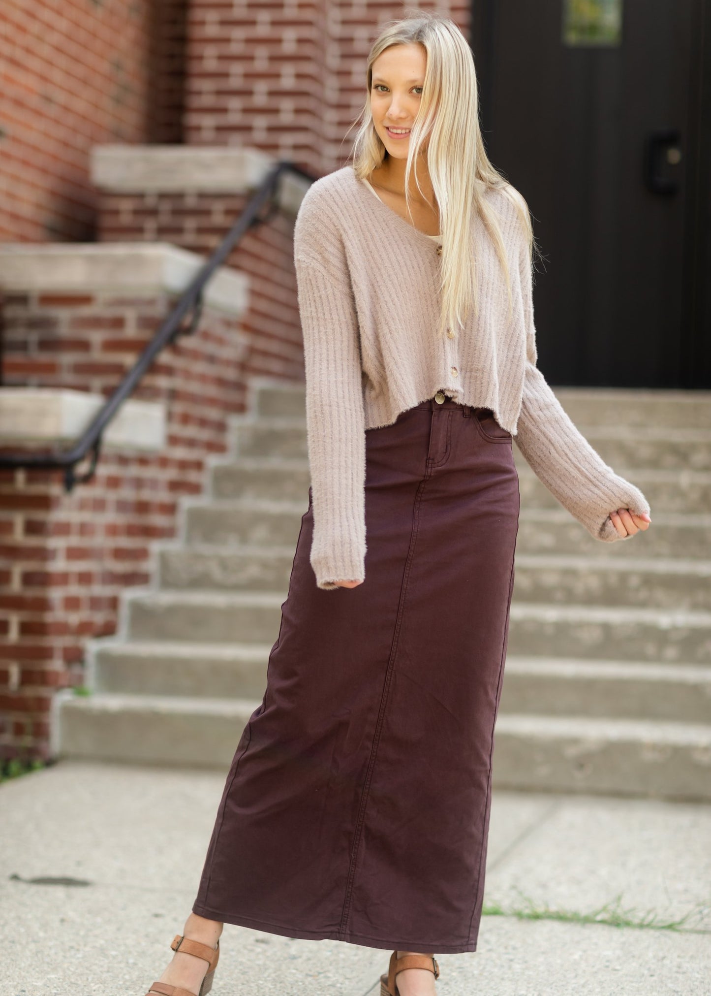 Stella Currant Long Denim Midi Skirt Skirts Inherit
