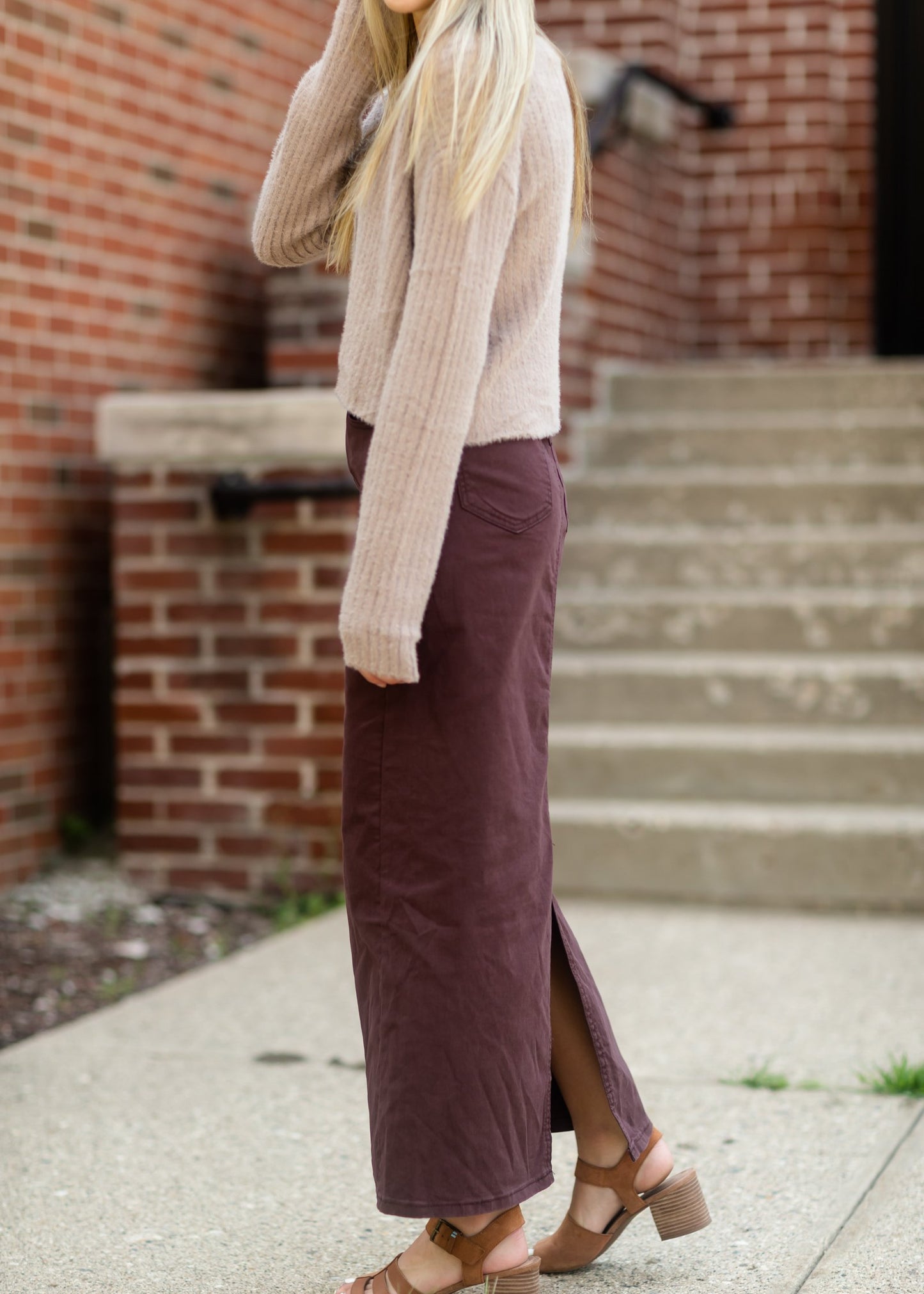 Stella Currant Long Denim Midi Skirt Skirts Inherit