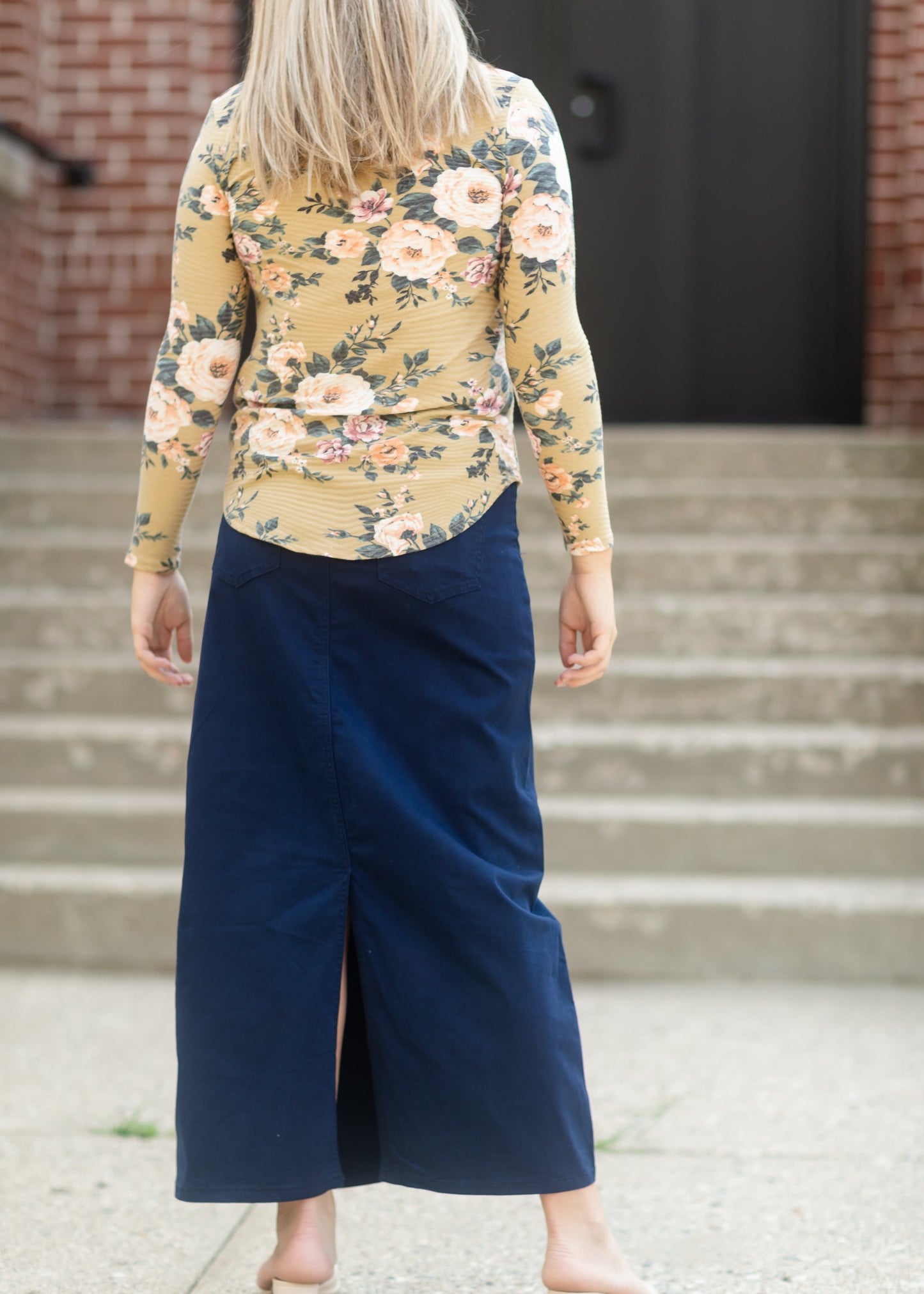 Stella Navy Long Denim Skirt Skirts Inherit