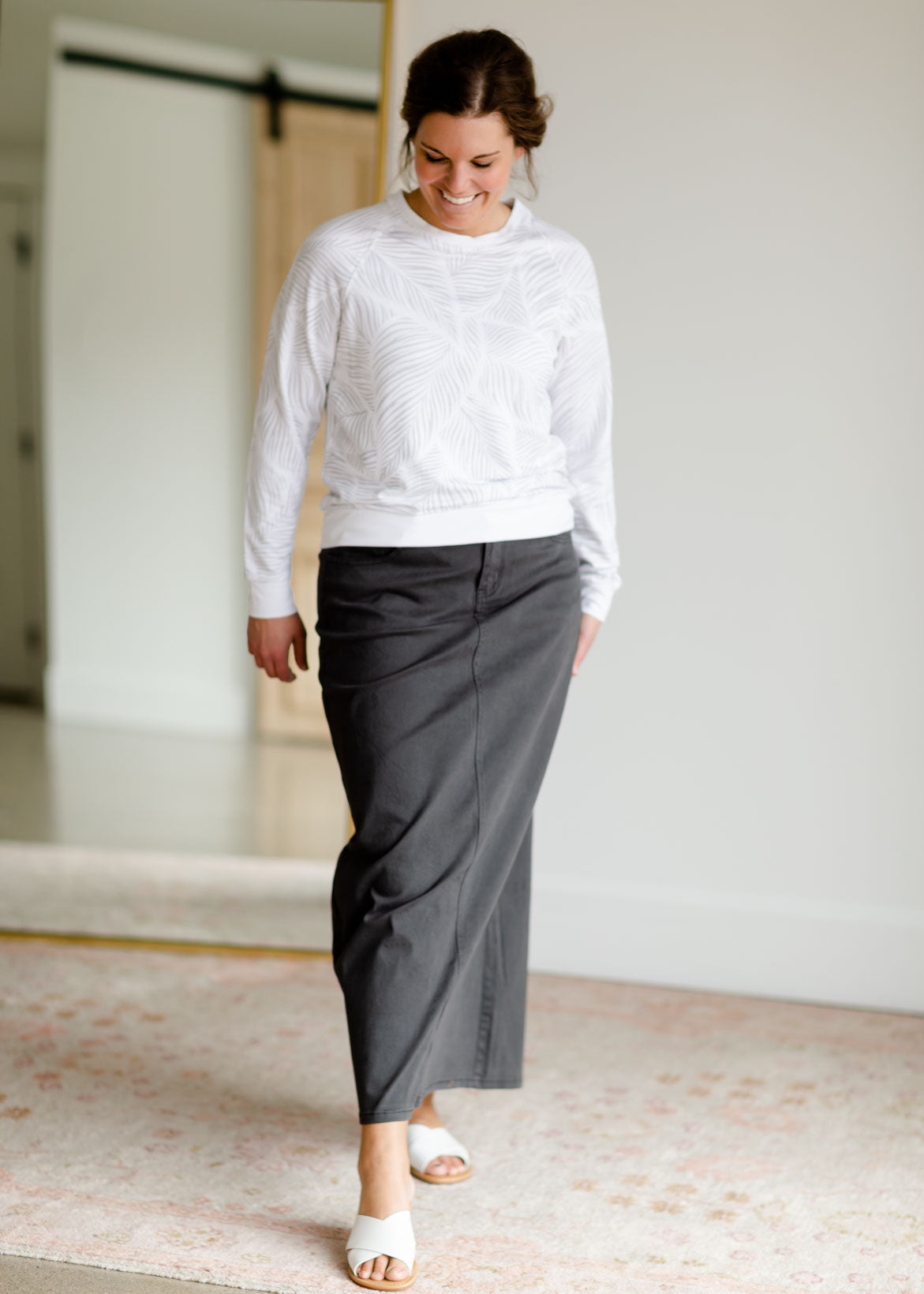 Stella Smokey Charcoal Long Denim Maxi Skirt Inherit Co.