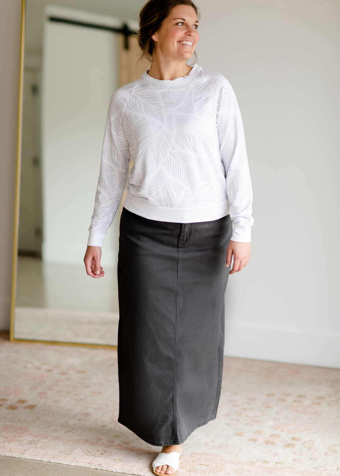 Stella Smokey Charcoal Long Denim Maxi Skirt Inherit Co.