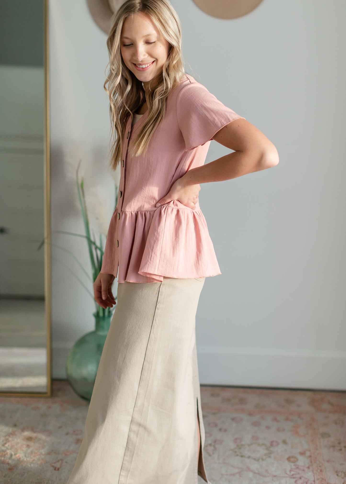 Stella Tawny Taupe Long Denim Maxi Skirt Sheer Dent Beauty