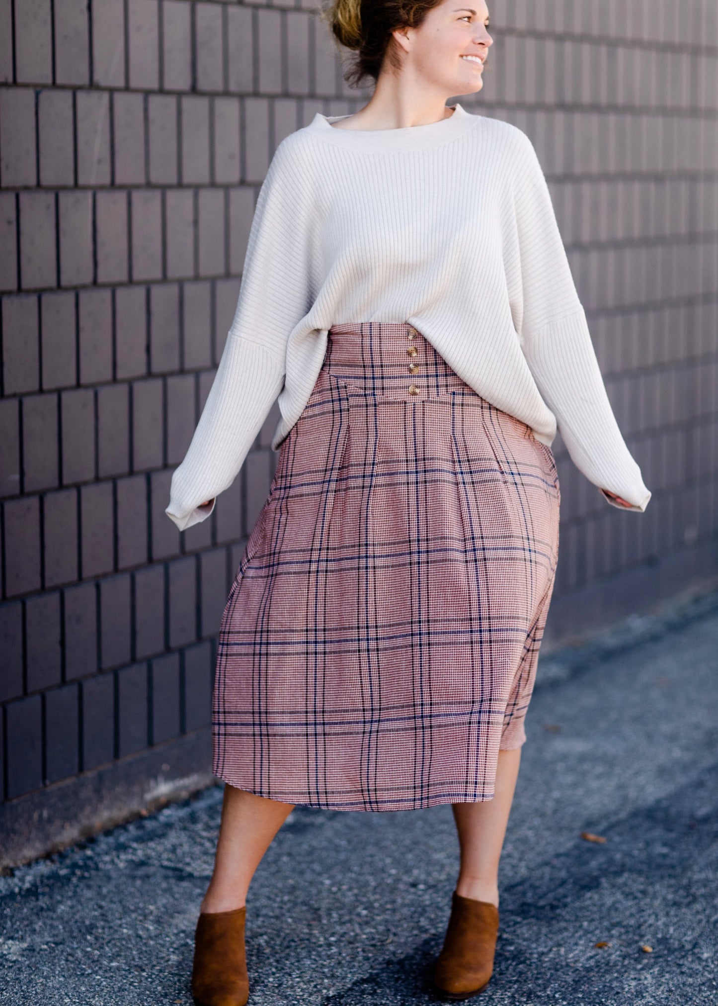 Susie Plaid A-Line Midi Skirt Skirts Inherit