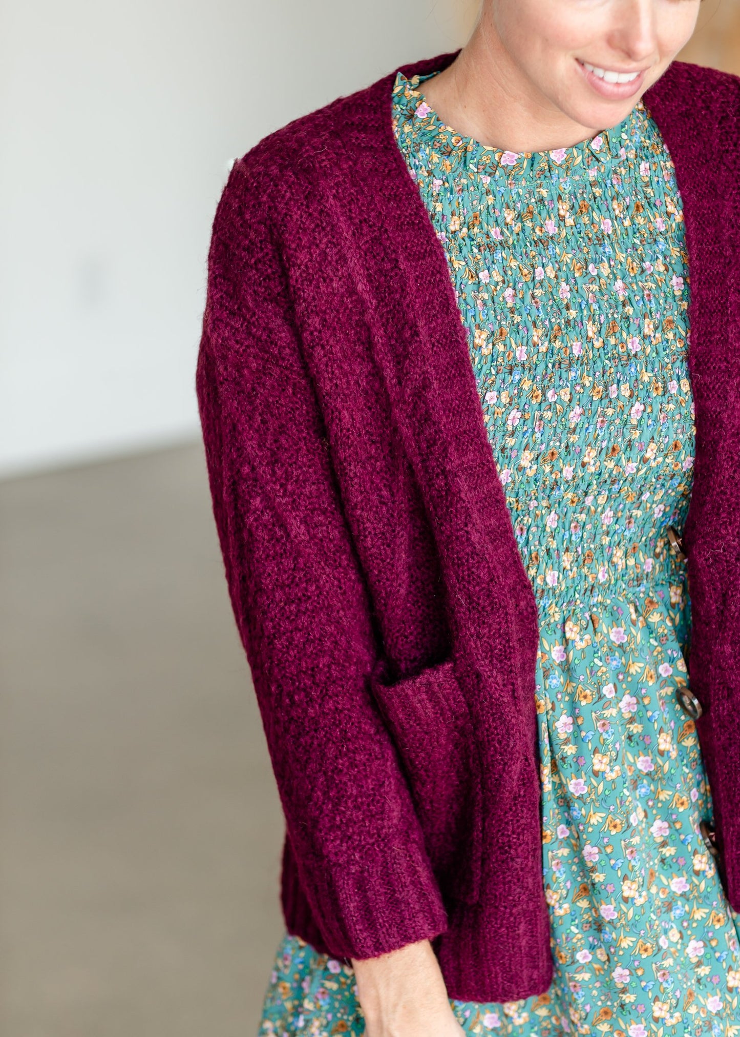 Vintage Soft Cable Knit Long Sleeve Button Front Cardigan Tops Tulip B