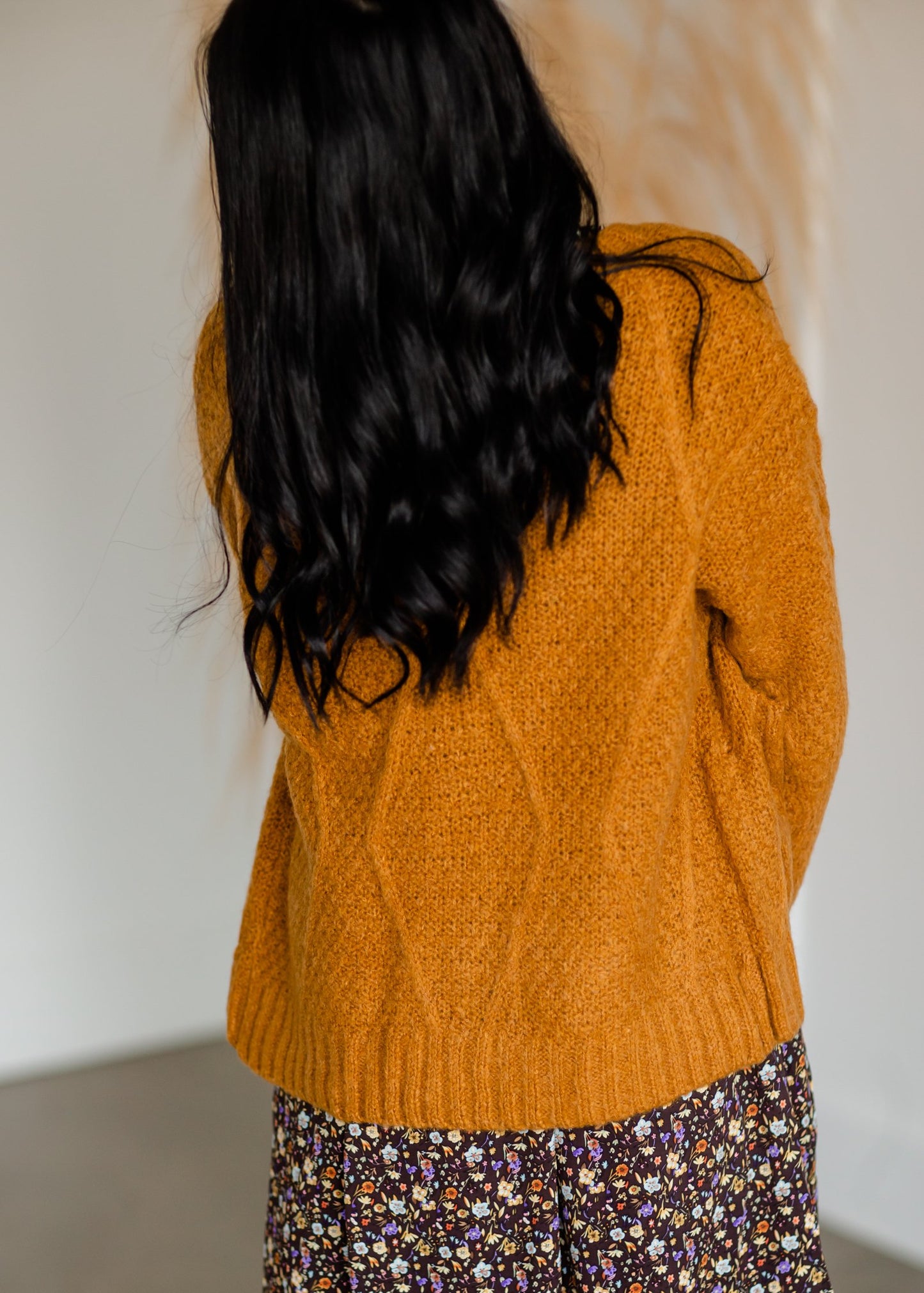 Vintage Soft Cable Knit Long Sleeve Button Front Cardigan Tops Tulip B