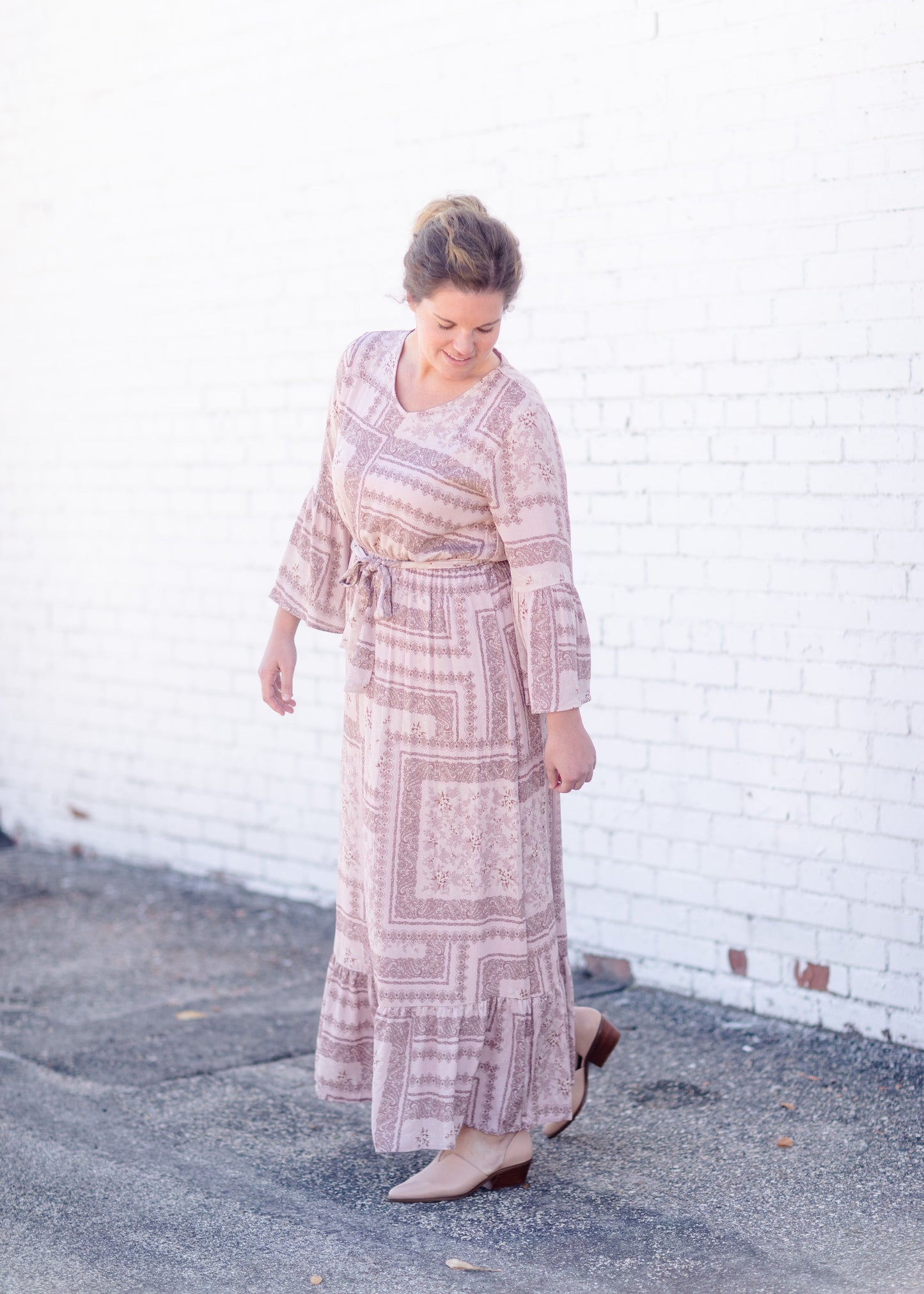 Willa Dusty Rose Flutter Bell Sleeve Maxi Dress Dresses Inherit