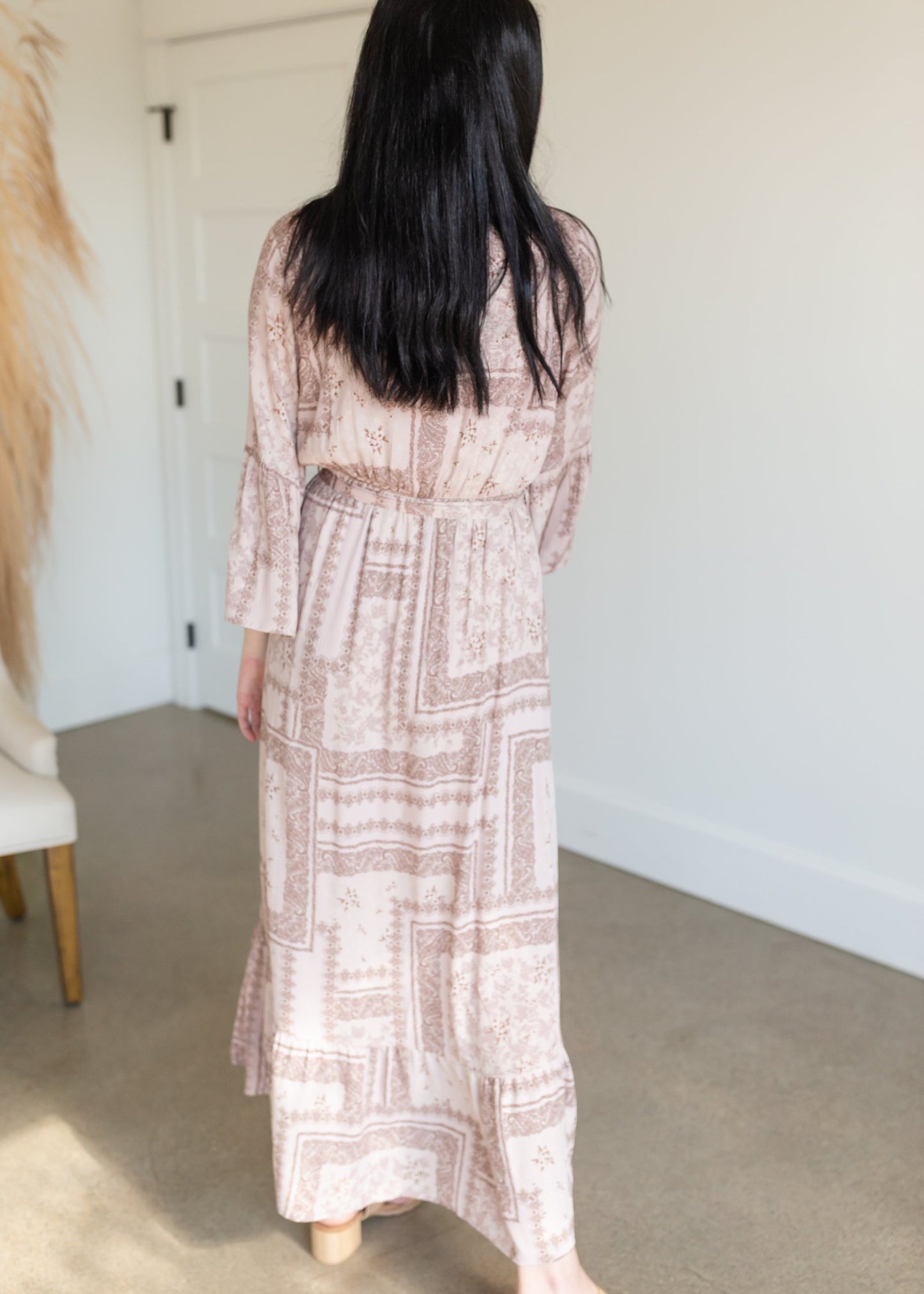 Willa Dusty Rose Flutter Bell Sleeve Maxi Dress Dresses Inherit