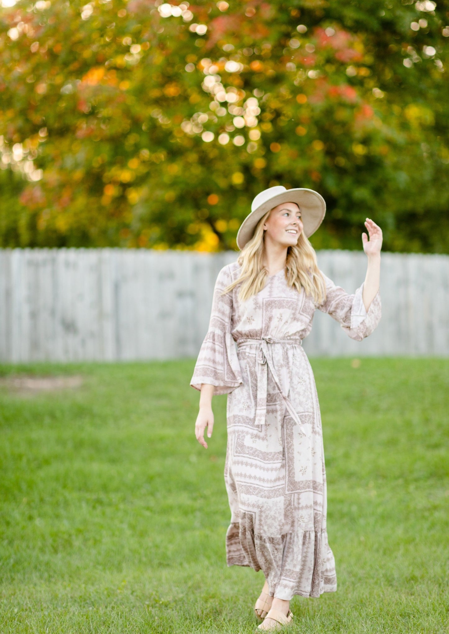 Willa Dusty Rose Flutter Bell Sleeve Maxi Dress Dresses Inherit
