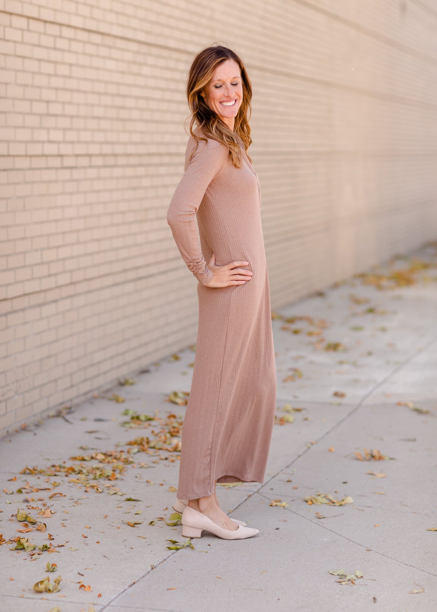Willow Tan Henley Ribbed Maxi Dress Dresses Z Supply