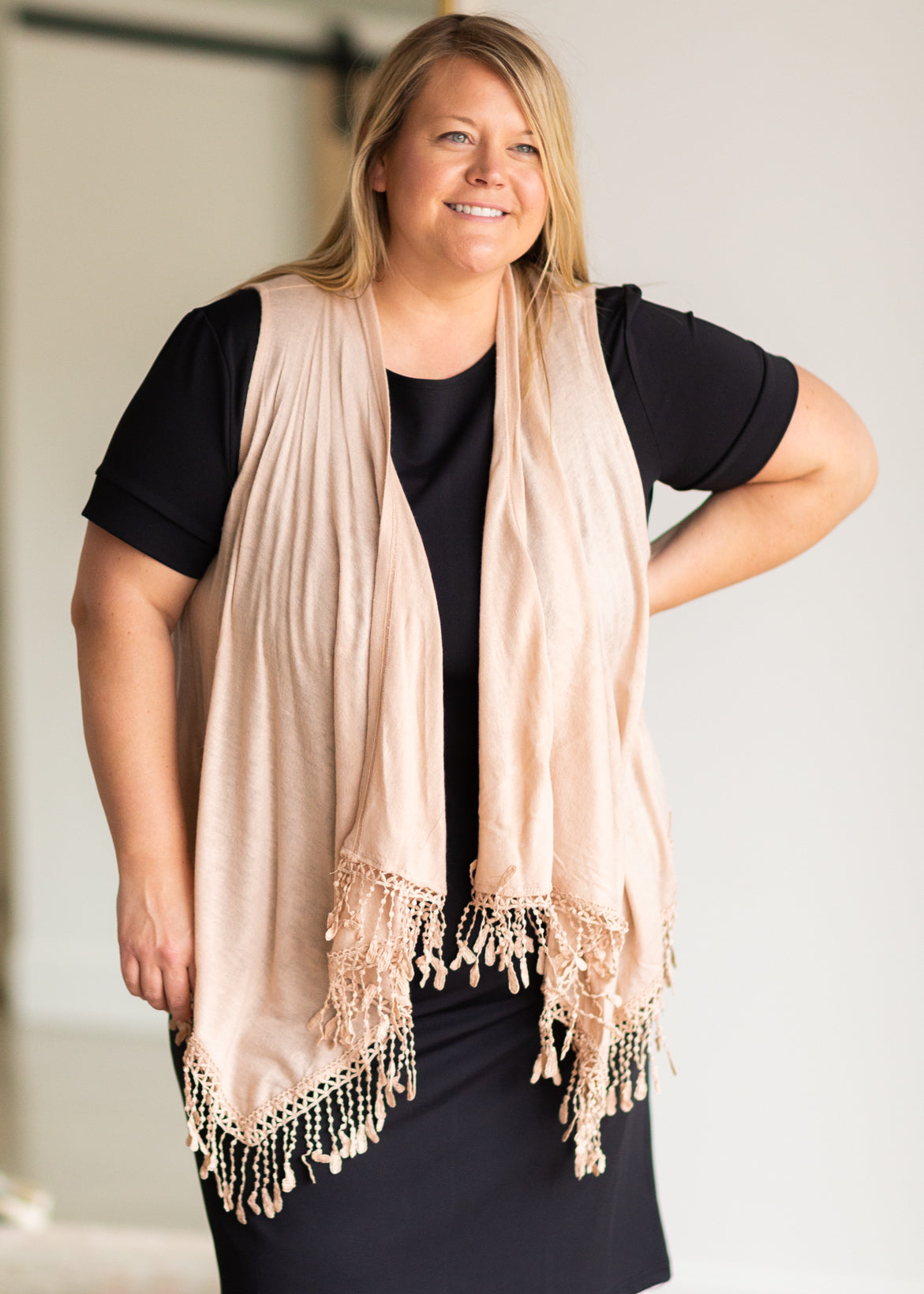 Winslet Taupe Sleeveless Cardigan Shirt Dongguan Haohoo Clothing