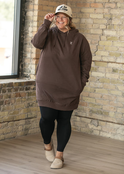 Scout Chocolate Midi Hooded Sweatshirt Dress