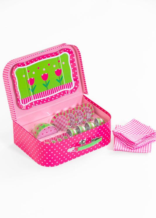 20-Piece Take-Along Tin Tea Set for Kids Gifts