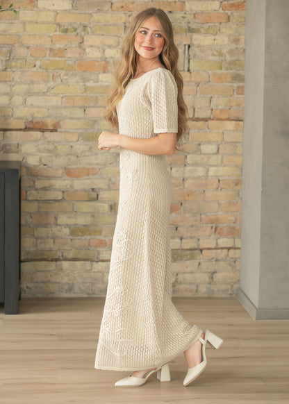 3D Floral Applique Knit Maxi Dress FF Dresses