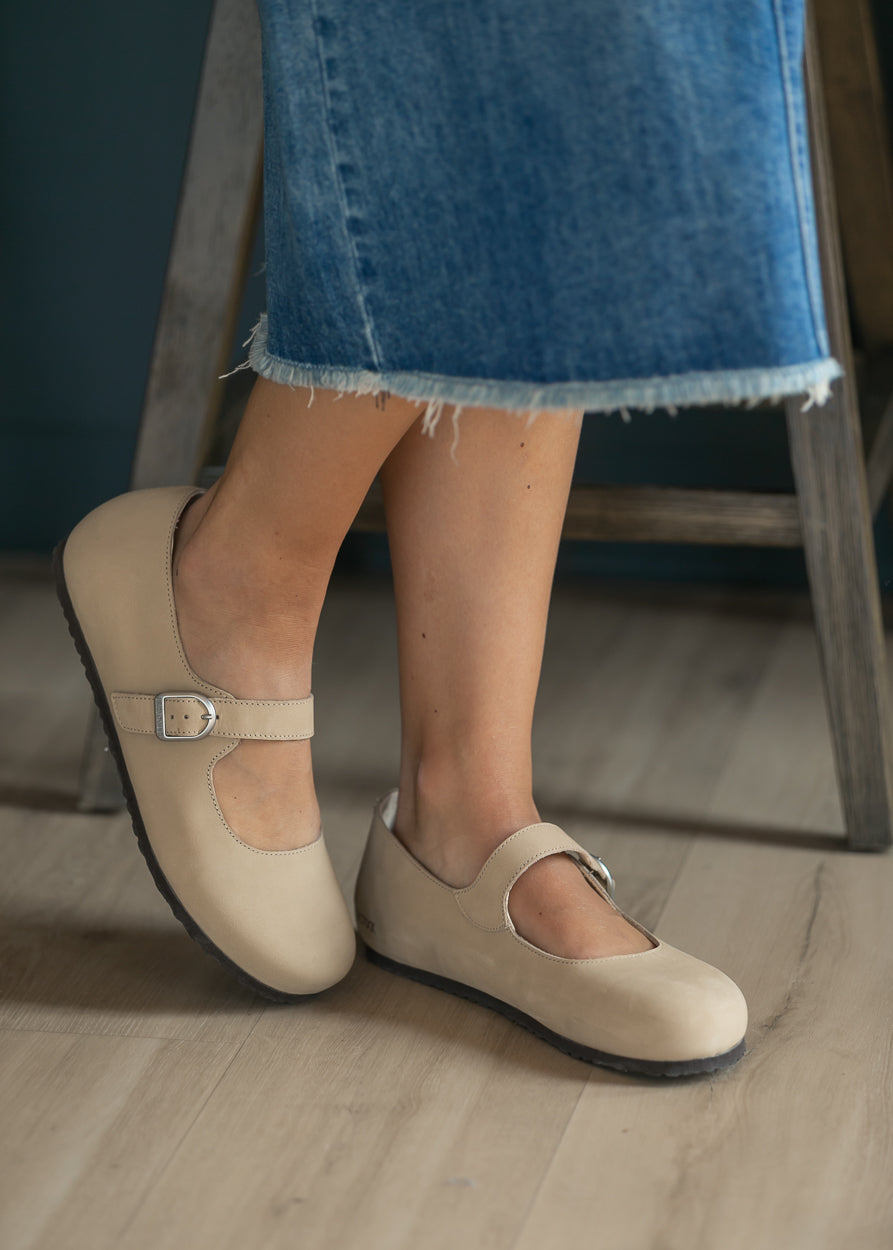 BIRKENSTOCK® Santa Clarita Nubuck Leather Mary Jane Flats